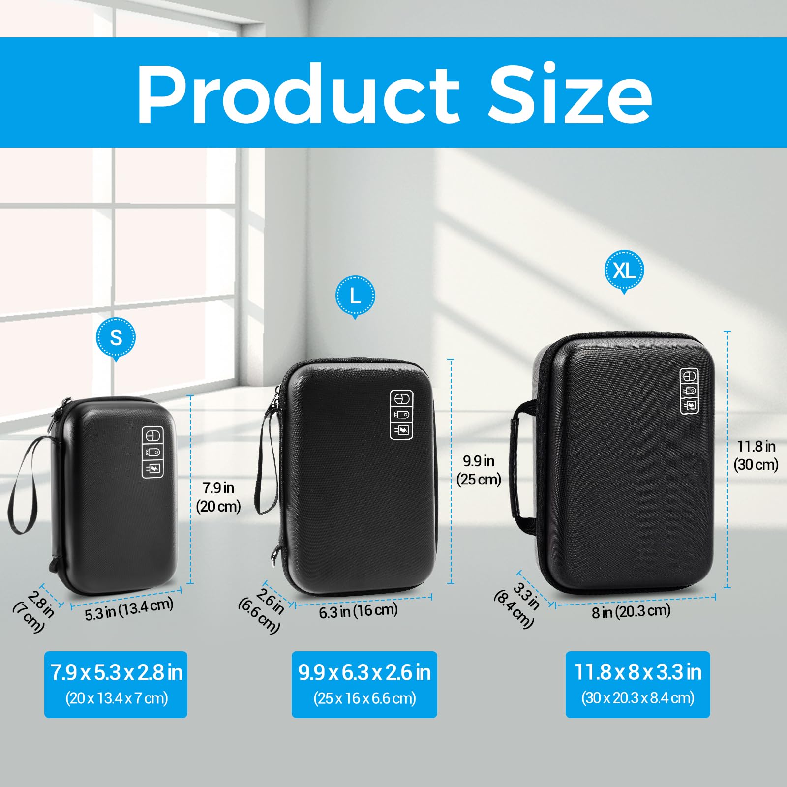 ProCase Hard Travel Electronic Organizer Case for MacBook Power Adapter Chargers Cables Power Bank
