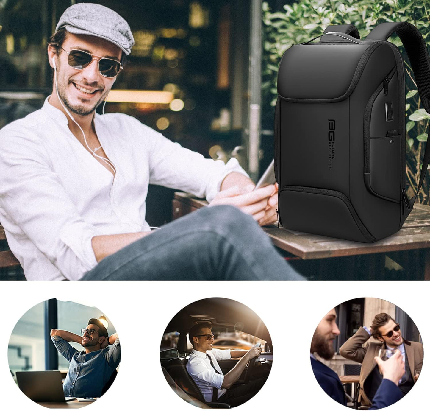 BANGE Business Laptop Smart backpack Can Hold 15.6 Inch Laptop Commute Backpack Carry on bag for men and women (Black)