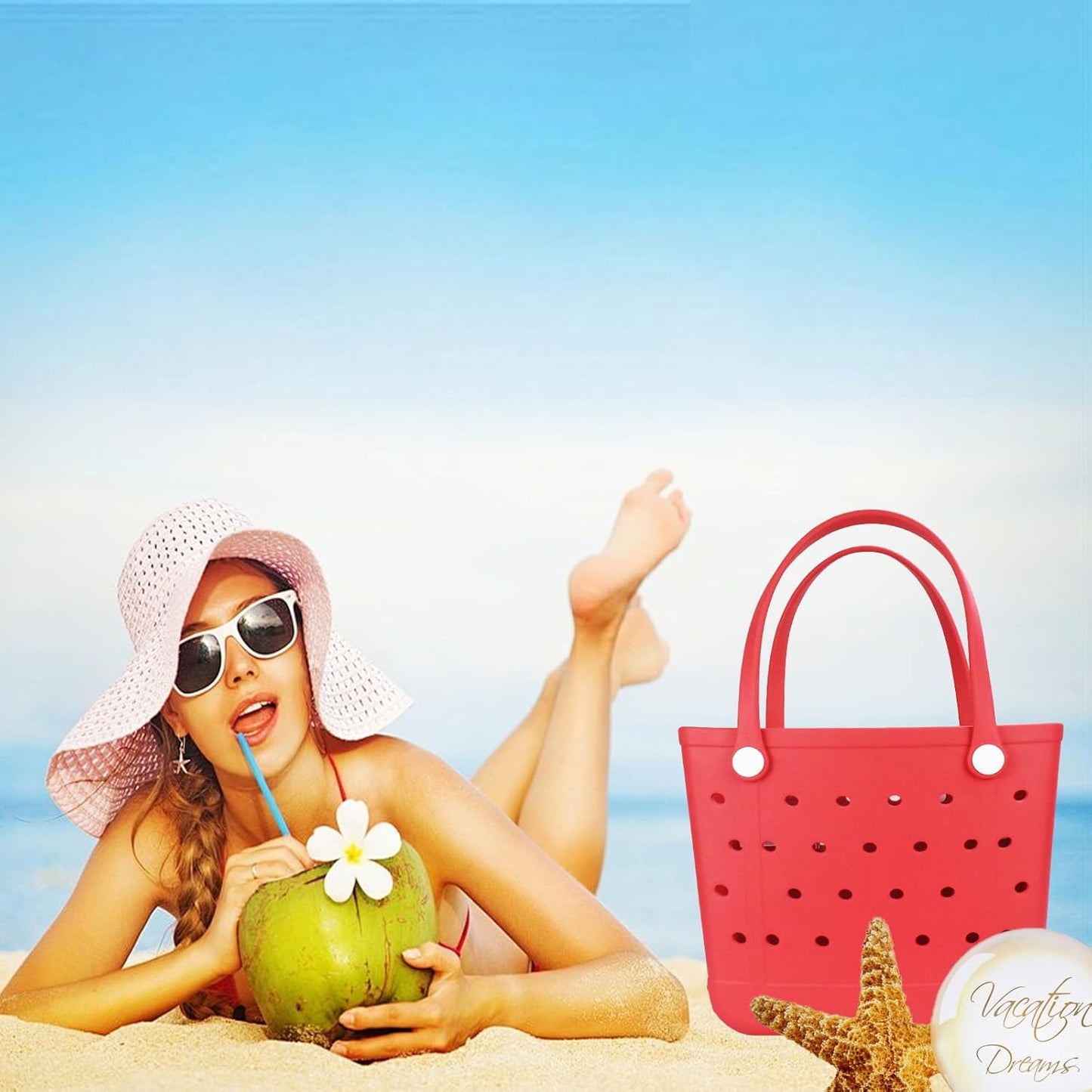 Rubber Beach Bag Tote Bag For Women Large Sandproof Travel Tote Bags For Beach Outdoor Sports