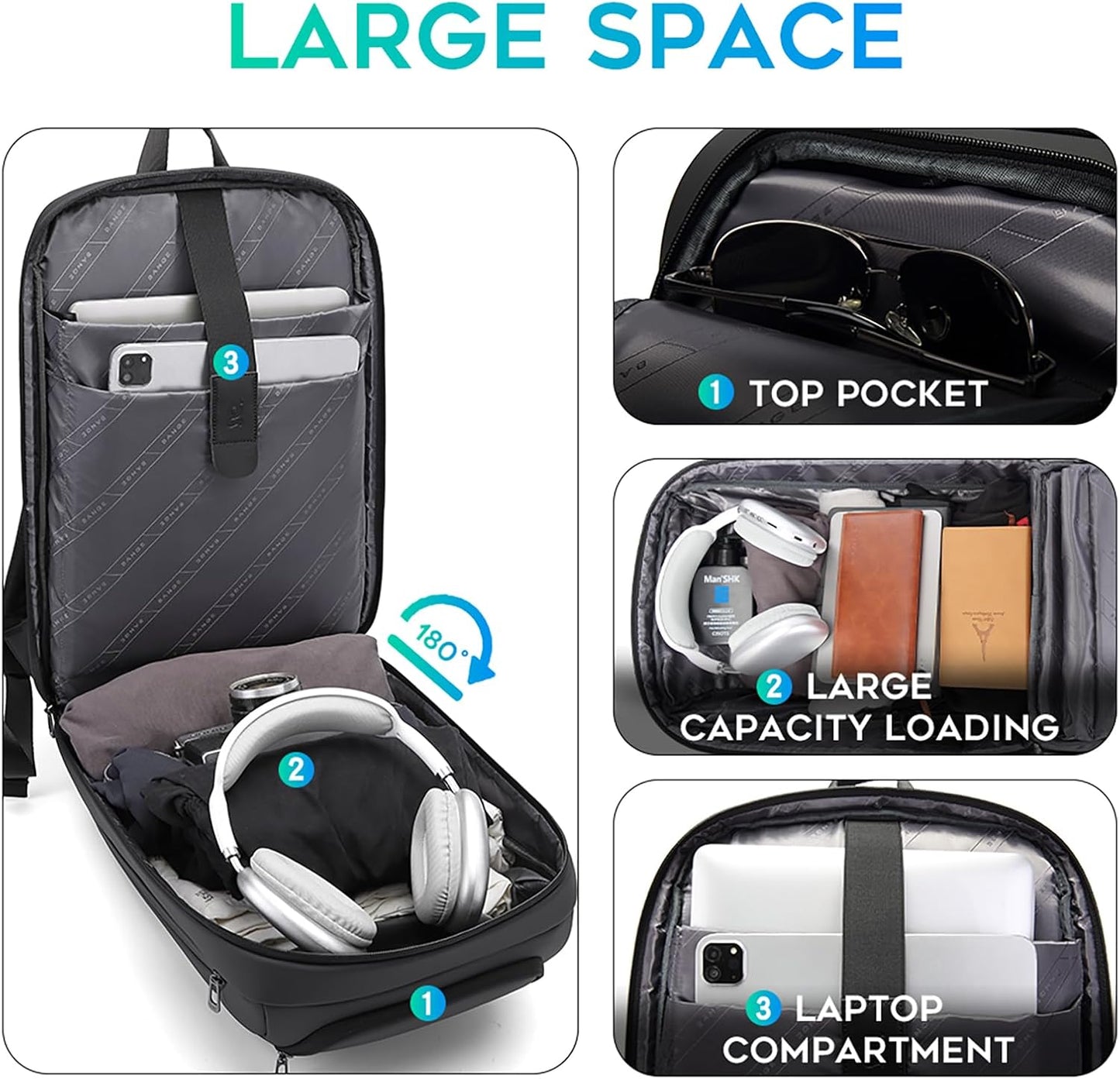 Business Laptop Backpack for Men,Women，15.6 Inch Water Resistant Travel smart Laptop Backpack Carry On Backpack with USB Charging Port，Large Business Work Durable Computer Bag