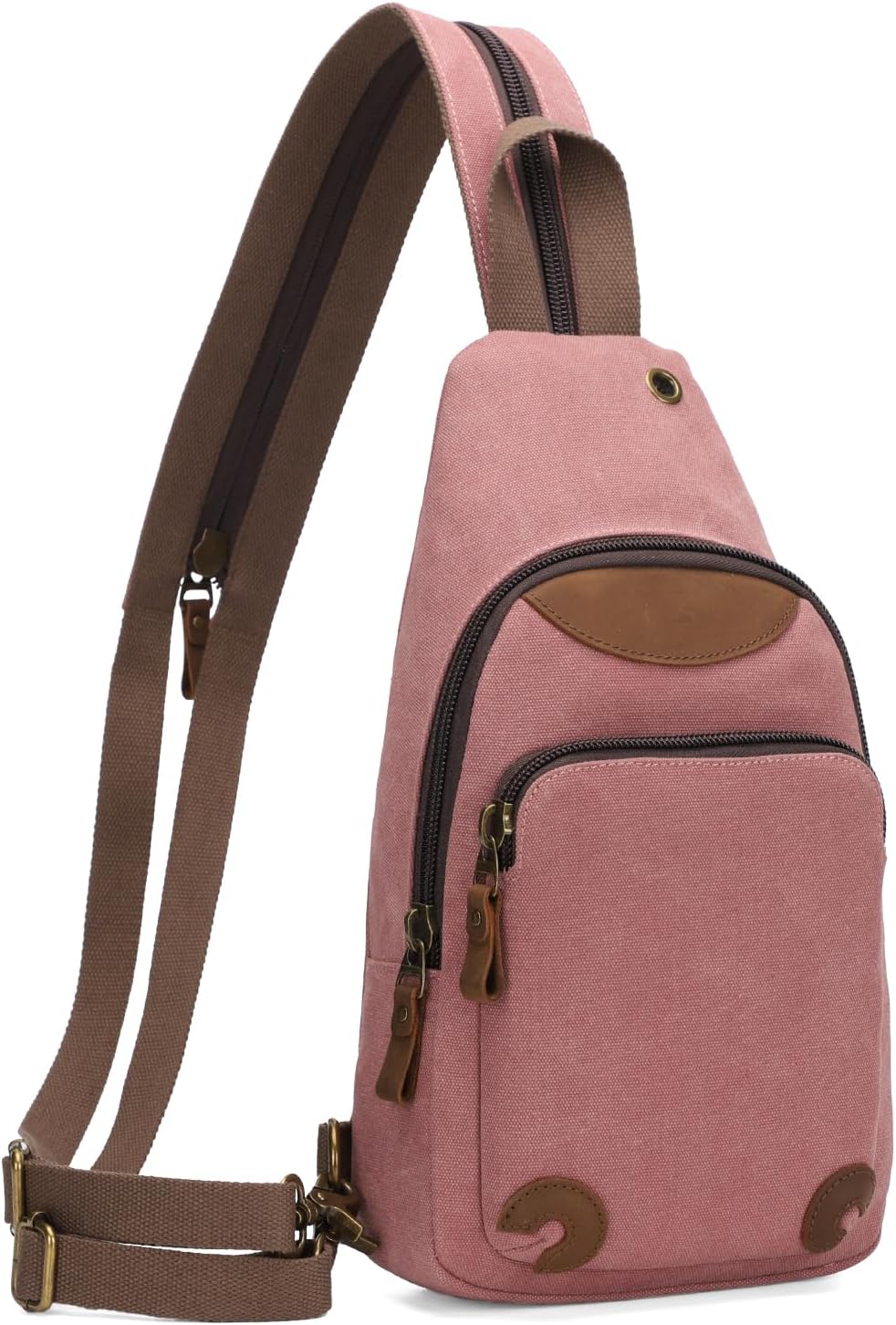 KL928 Canvas Sling Bag Crossbody Backpack Shoulder Casual Rucksack for Men Women,Rust Red