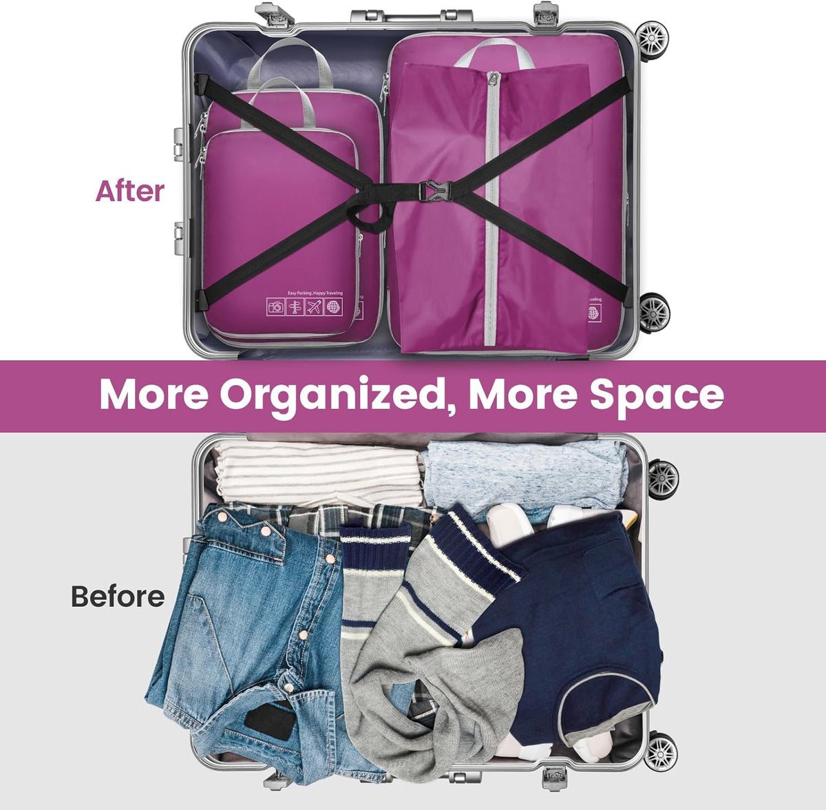Cambond Compression Packing Cubes for Travel Women - Travel Bags Luggage Organizers Travel