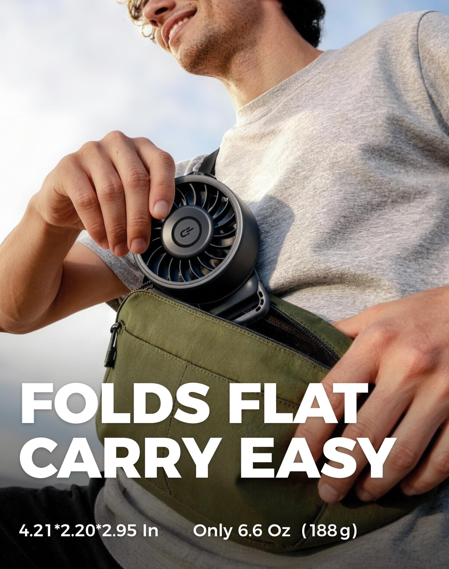Diveblues Portable Turbo Fan, 100 Speed Handheld Fan with Strong Airflow, Foldable 4 in 1 Personal