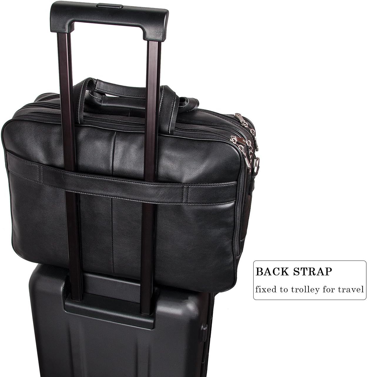 Augus Business Travel Briefcase Genuine Leather Duffel Bags for Men Laptop Bag fits 15.6 inches