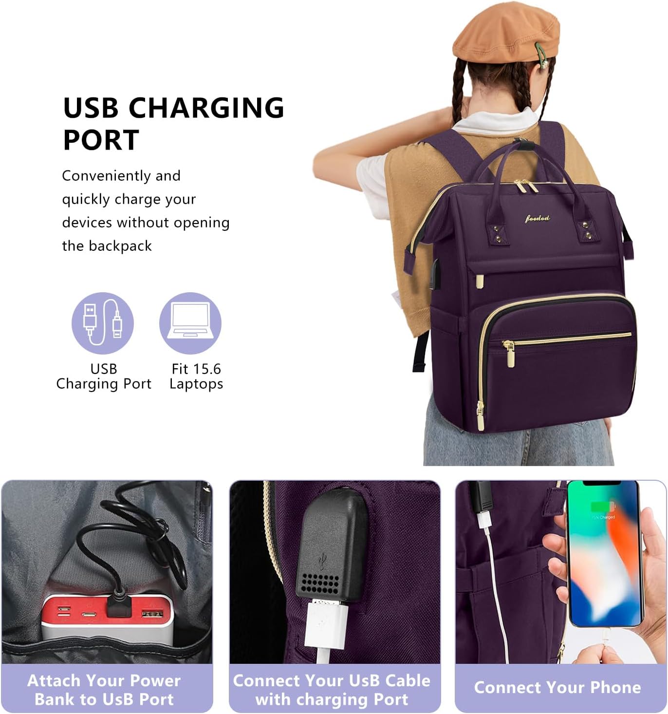 Laptop Backpack for Women Work Bags - 15.6 Inch Professional Womens Travel Backpack Purse Computer