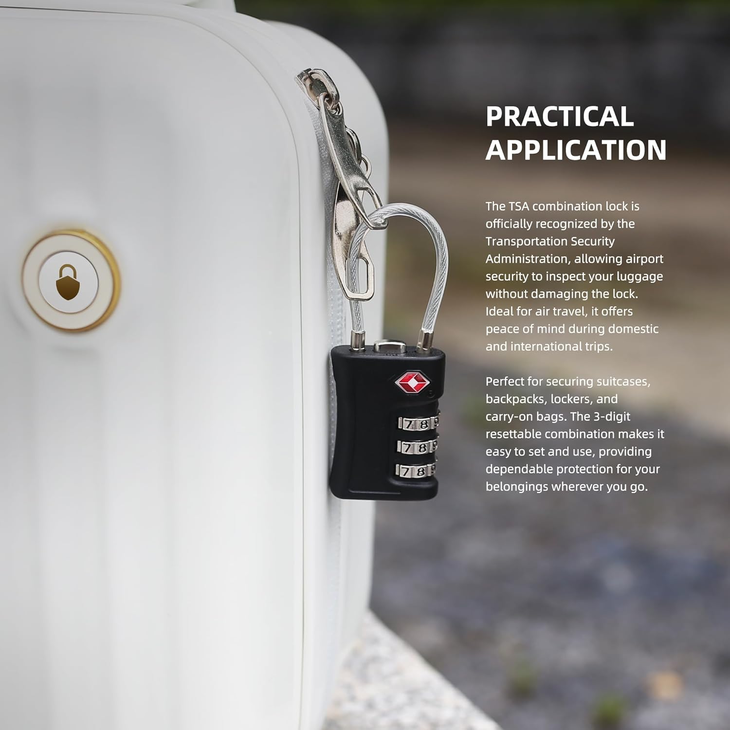 Luggage Locks TSA Approved 2 Pack, Small Padlock Combination, TSA Locks for Luggage, Travel Combo