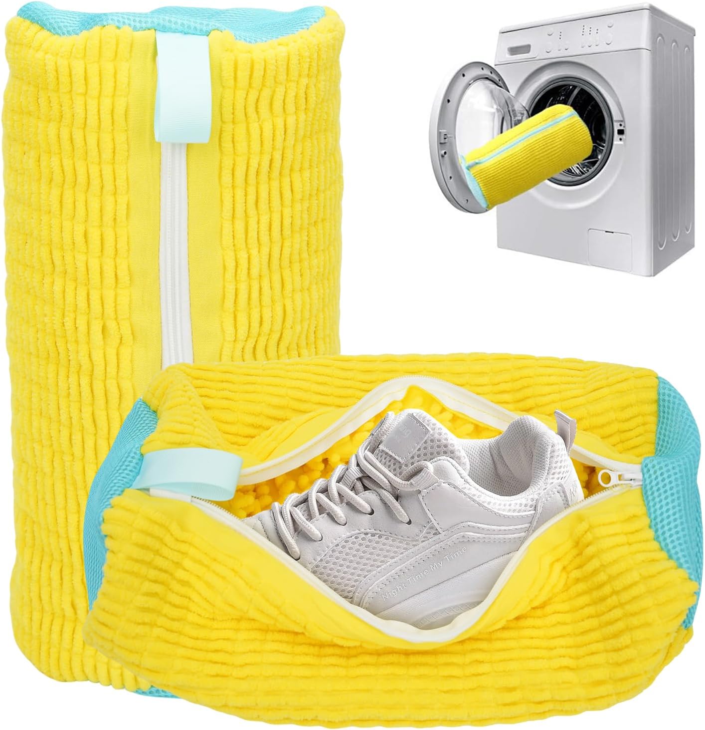 Reusable Shoe Washing Machine Bags (2-Pack) | Laundry Protection with Self-Locking Zipper for Sneakers, Washer & Dryer Safe