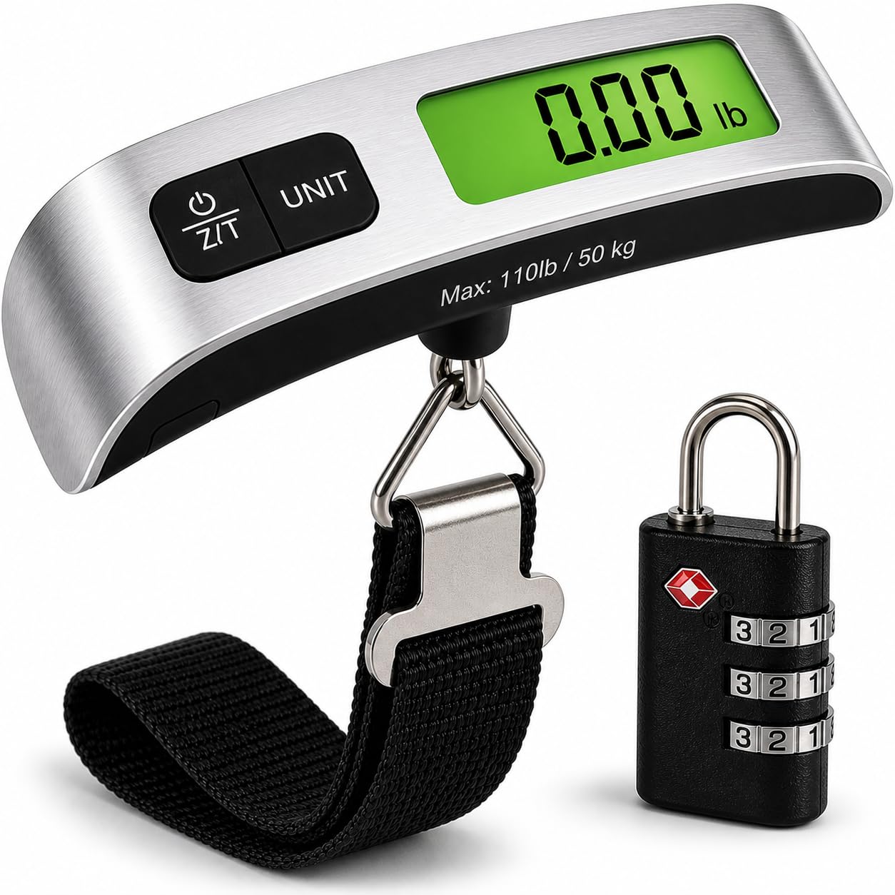 Luggage Scale with TSA Approved Lock, Digital Portable Hanging Baggage Scale 110lb/50kg, Travel