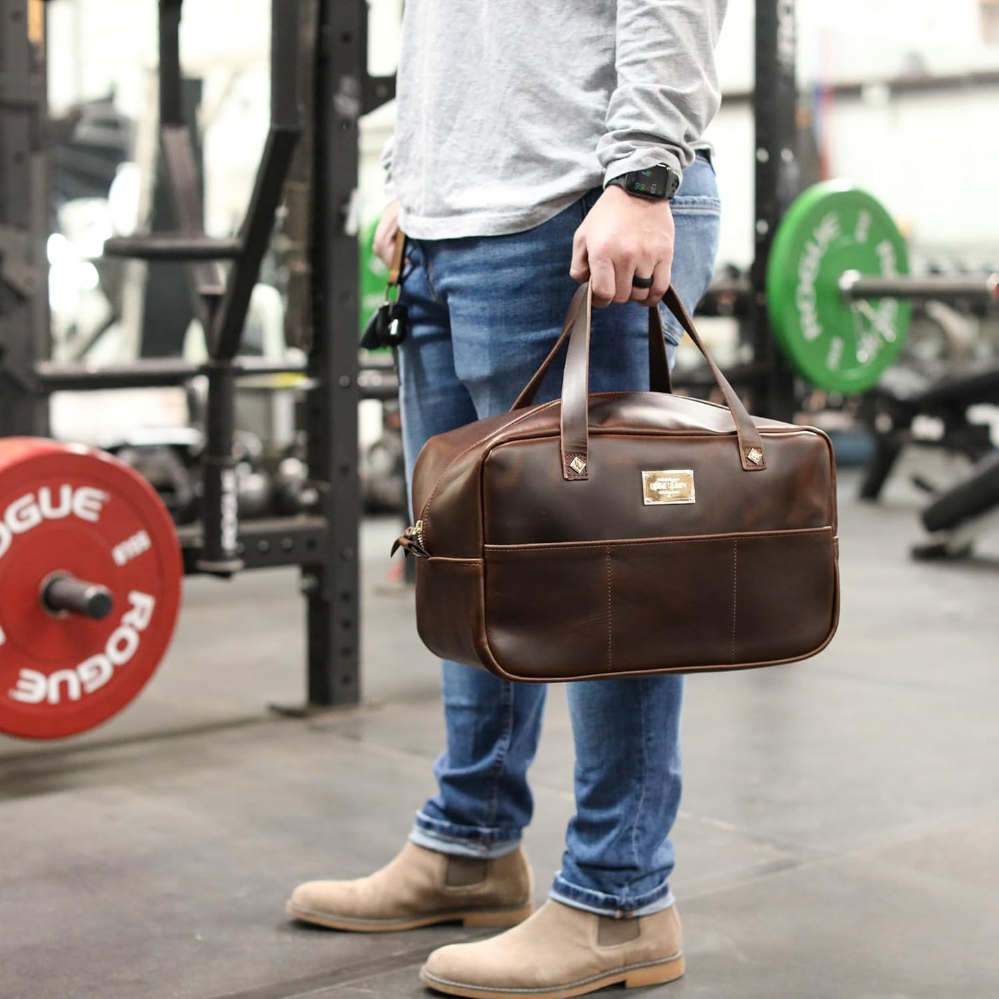 Luxury Gym Bag Men, Leather Crash Bag, Overnight Bag, Carry on, Travel Bag, Workout Bag, Mini Duffel Bag, Gift for Him, Gift for Boyfriend