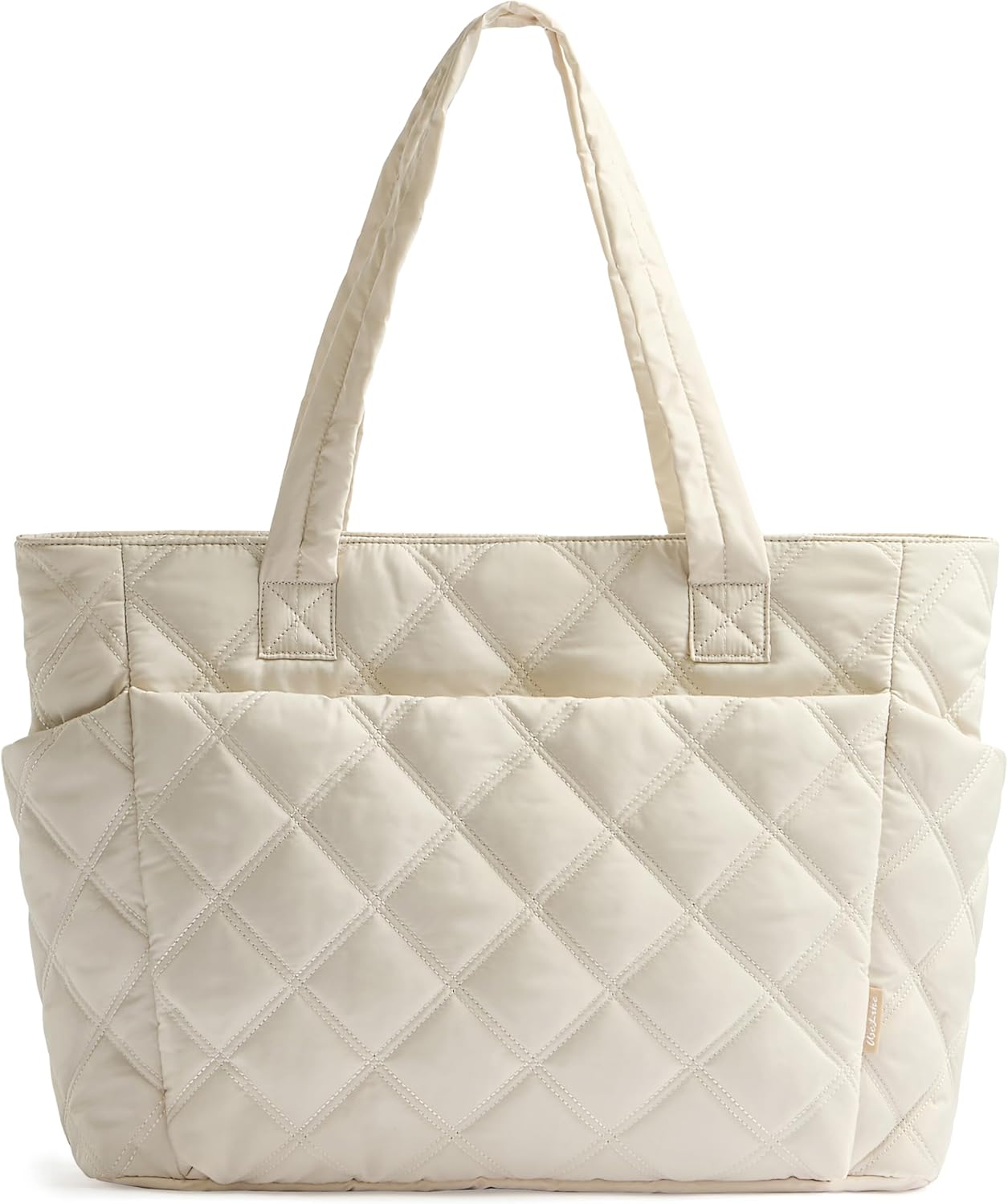 Tote Bag for Women, Lightweight Puffer Tote Work Bags with Compartments for Travel, Quilted Shoulder Bag with Zipper