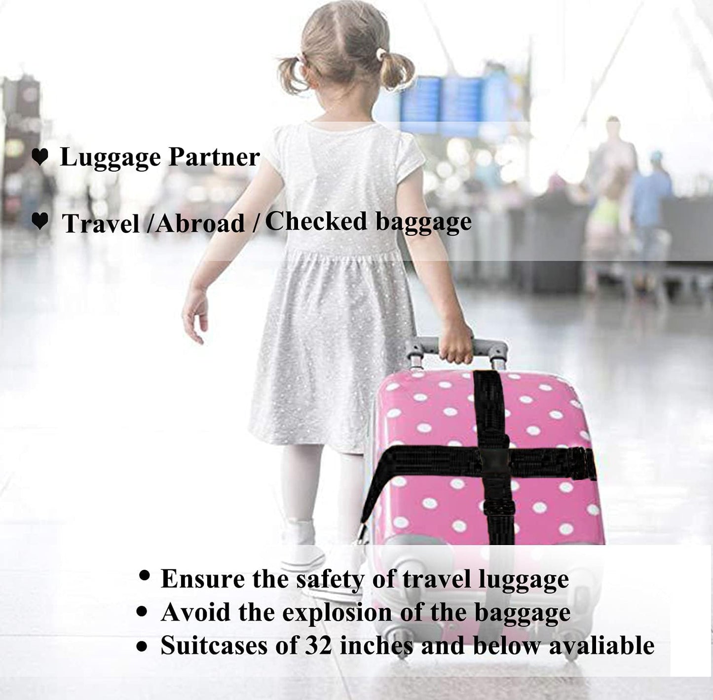 2 Pack Suitcase Belts, Adjustable Luggage Straps, Bright Colors Travel Packing Straps with Quick