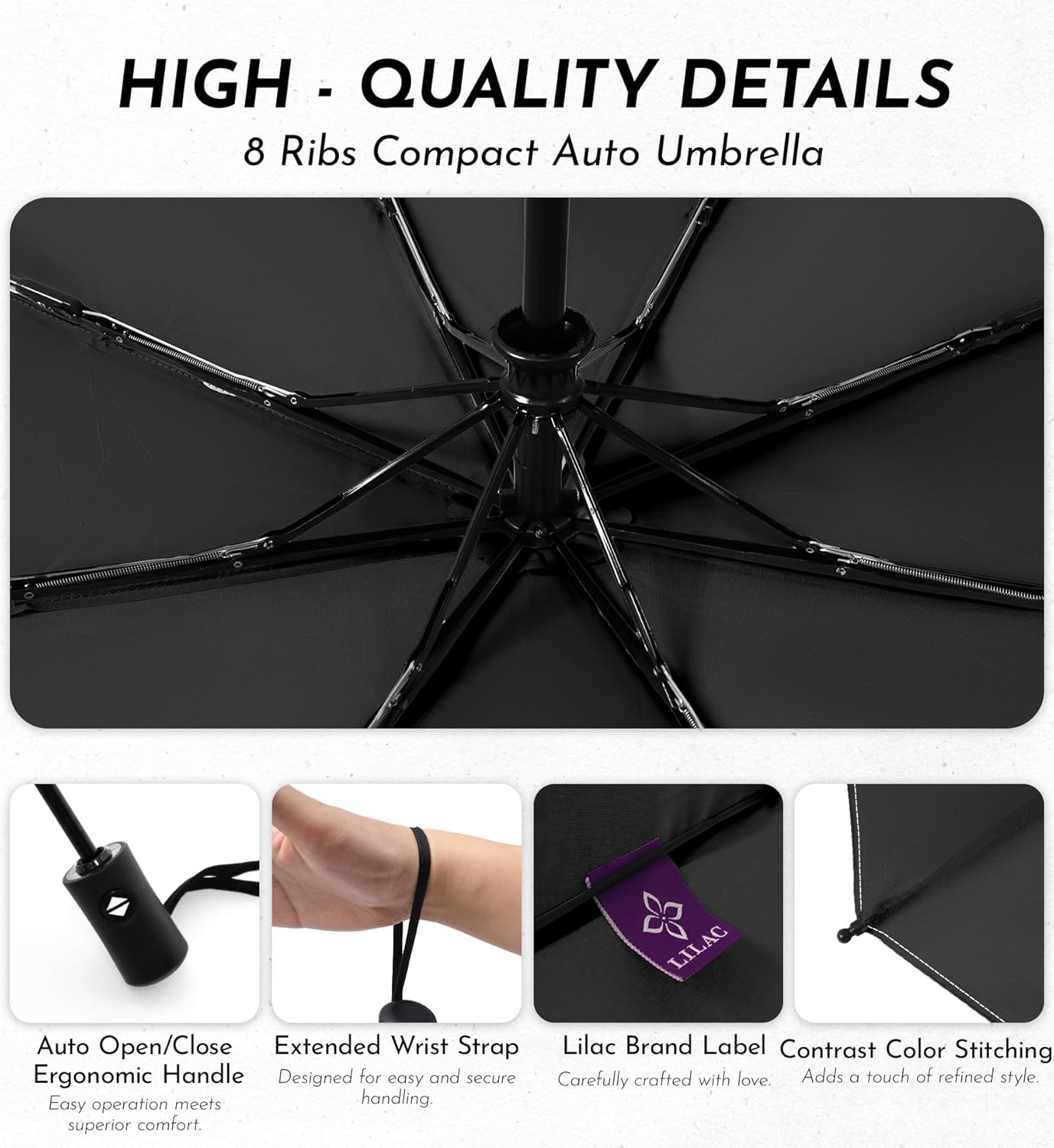 Compact Travel Windproof Umbrella, 43" Auto open/close Folding Quick Dry Umbrellas for Rain, Lightweight Portable Small for Backpack Car, less force to Fold for Women Men Kids, TSA Approved