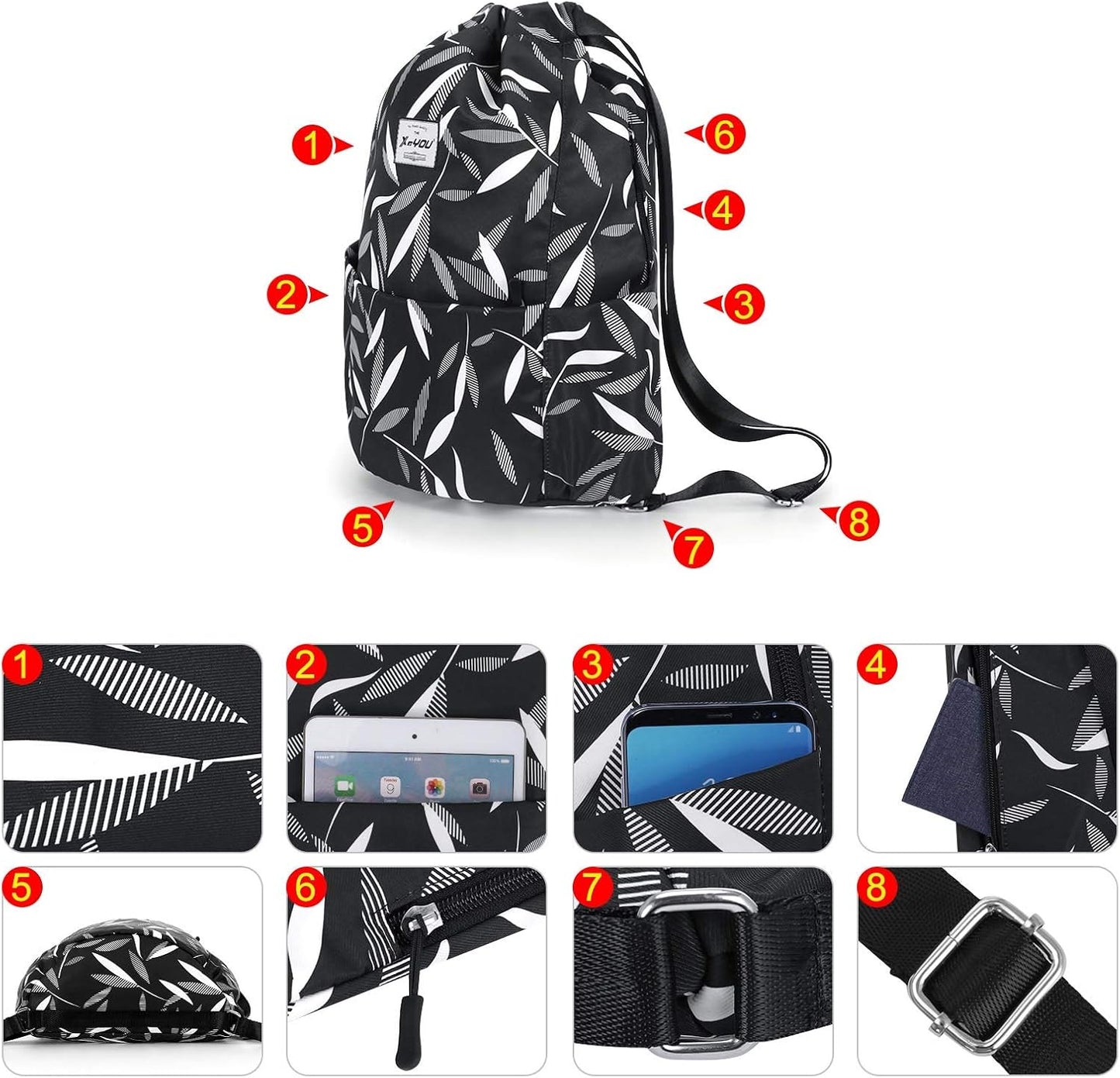 XEYOU Drawstring Sports Backpack Lightweight Gym Yoga Sackpack Shoulder Rucksack Casual Outdoor Daypack for Women and Men