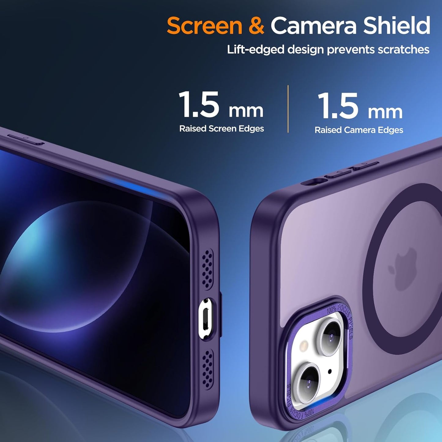 for iPhone 13 Case with Kickstand, [Invisible Stand] Compatible with MagSafe, Anti-Slip Shockproof Military-Grade Protection, Magnetic Slim Translucent Phone Case for iPhone 13 (Purple)