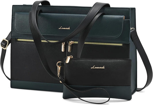Laptop Bag for Women Leather Laptop Tote Bag Large Computer Bag Waterproof Business Office Work Bag