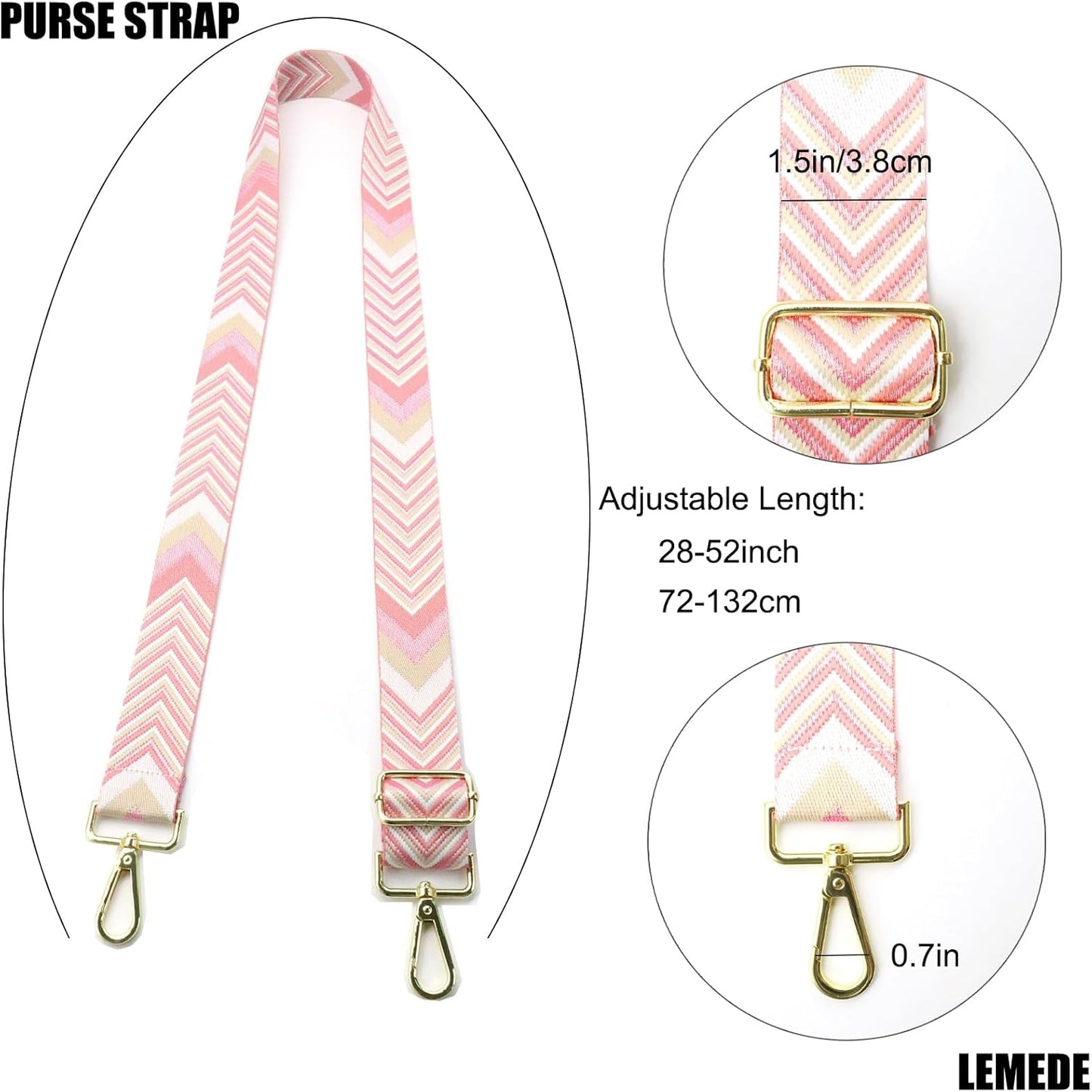 Adjustable Purse Strap - 1.5" Wide Handbags, Camera, Guitar, Phone & Crossbody Bag Replacement