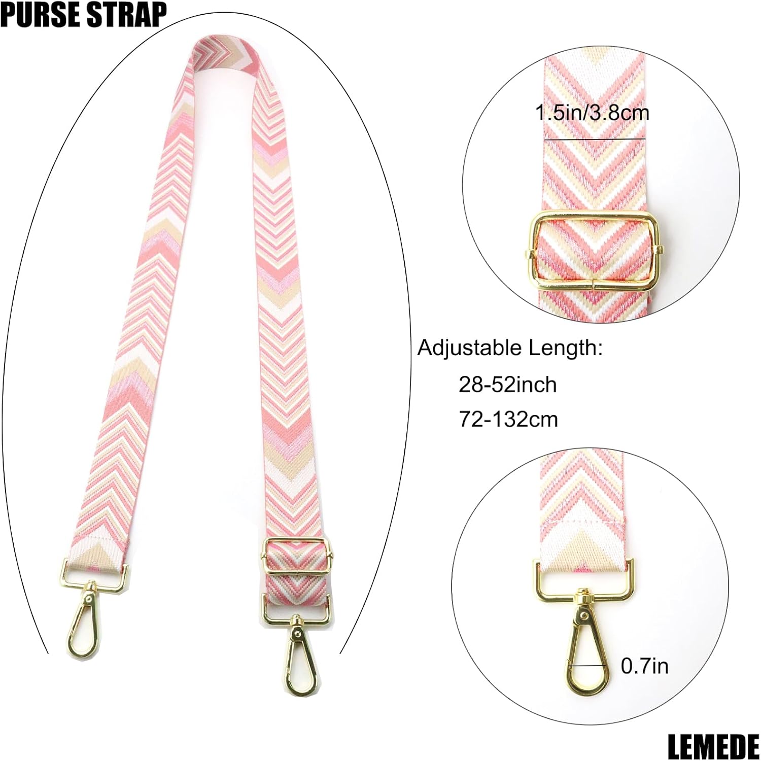 Adjustable Purse Strap - 1.5" Wide Handbags, Camera, Guitar, Phone & Crossbody Bag Replacement