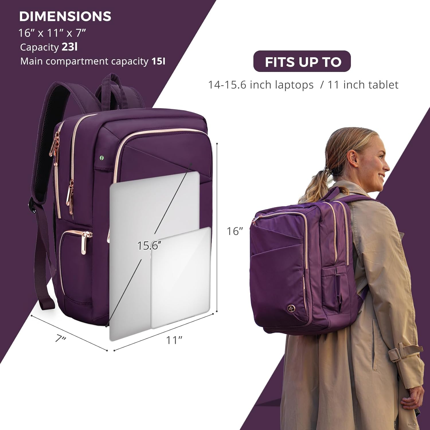 Swissdigital Design Business Laptop Backpack for Women, College Computer Backpack with USB Charging