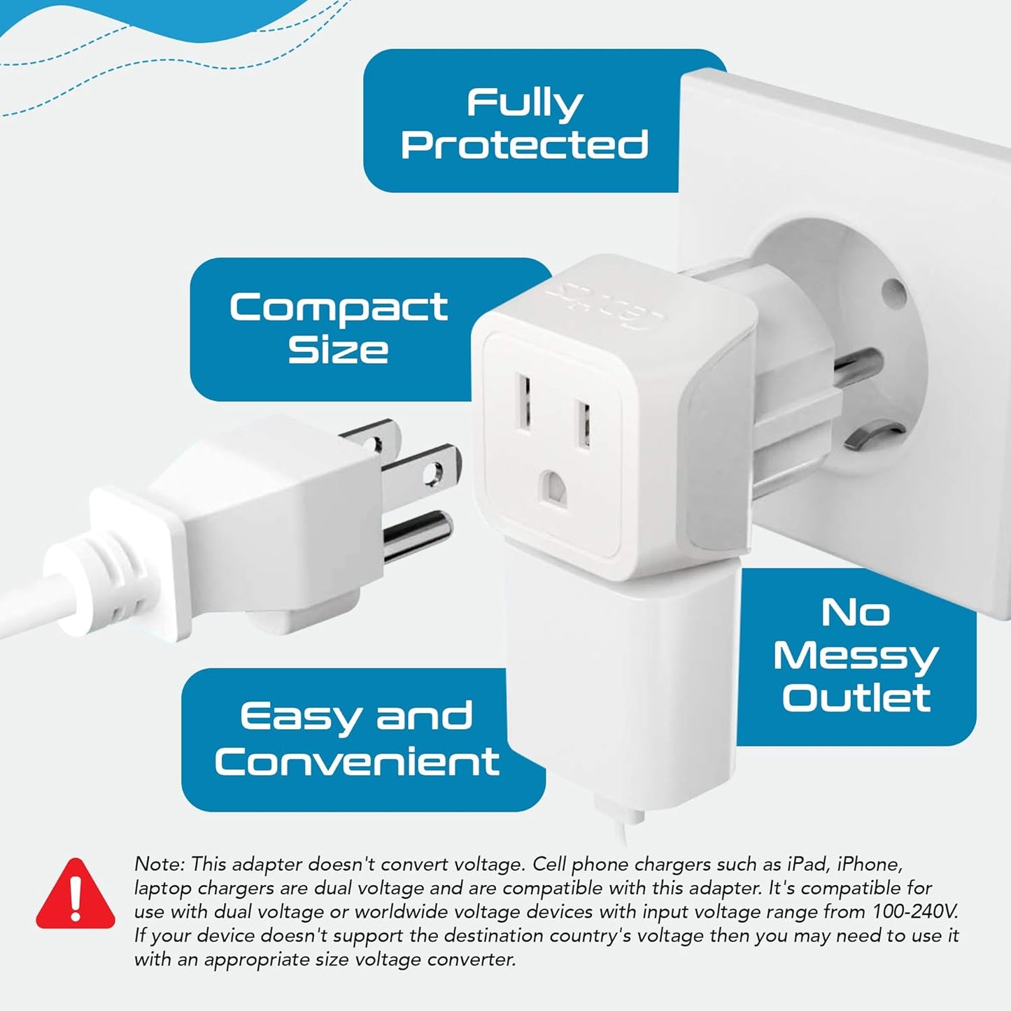 Ceptics European Plug Adapter 4 Pack Set, USA to Europe, Italy, Germany, England, Spain, Italy