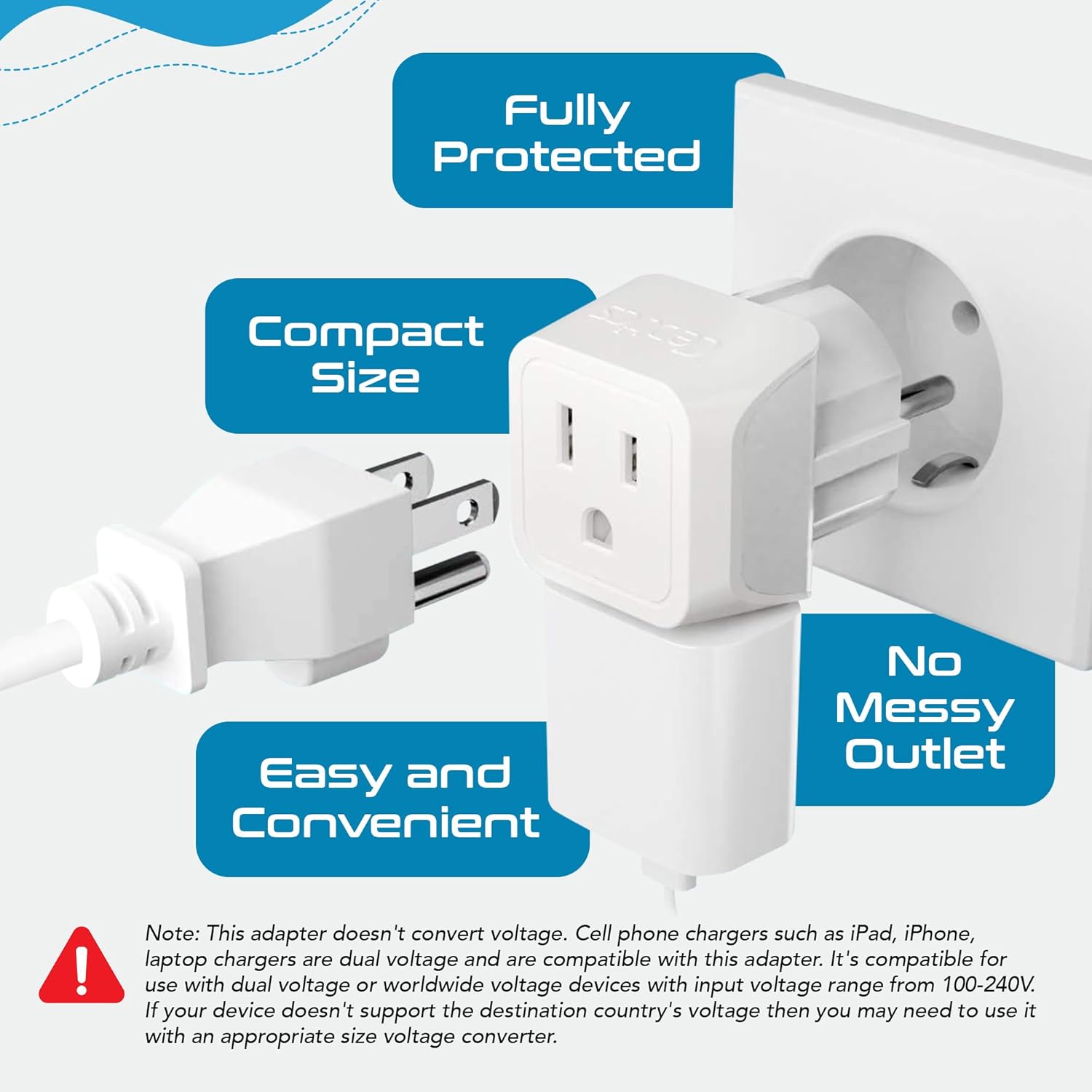 Ceptics European Plug Adapter 4 Pack Set, USA to Europe, Italy, Germany, England, Spain, Italy