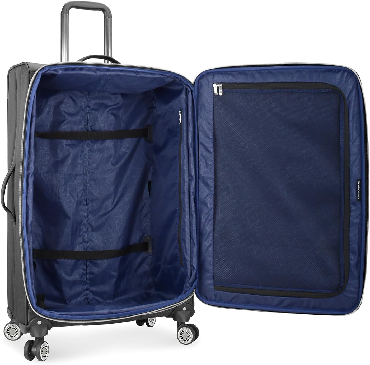 Traveler's Choice Lares Softside Expandable Spinner Wheels, Black, 2 Piece Luggage Set