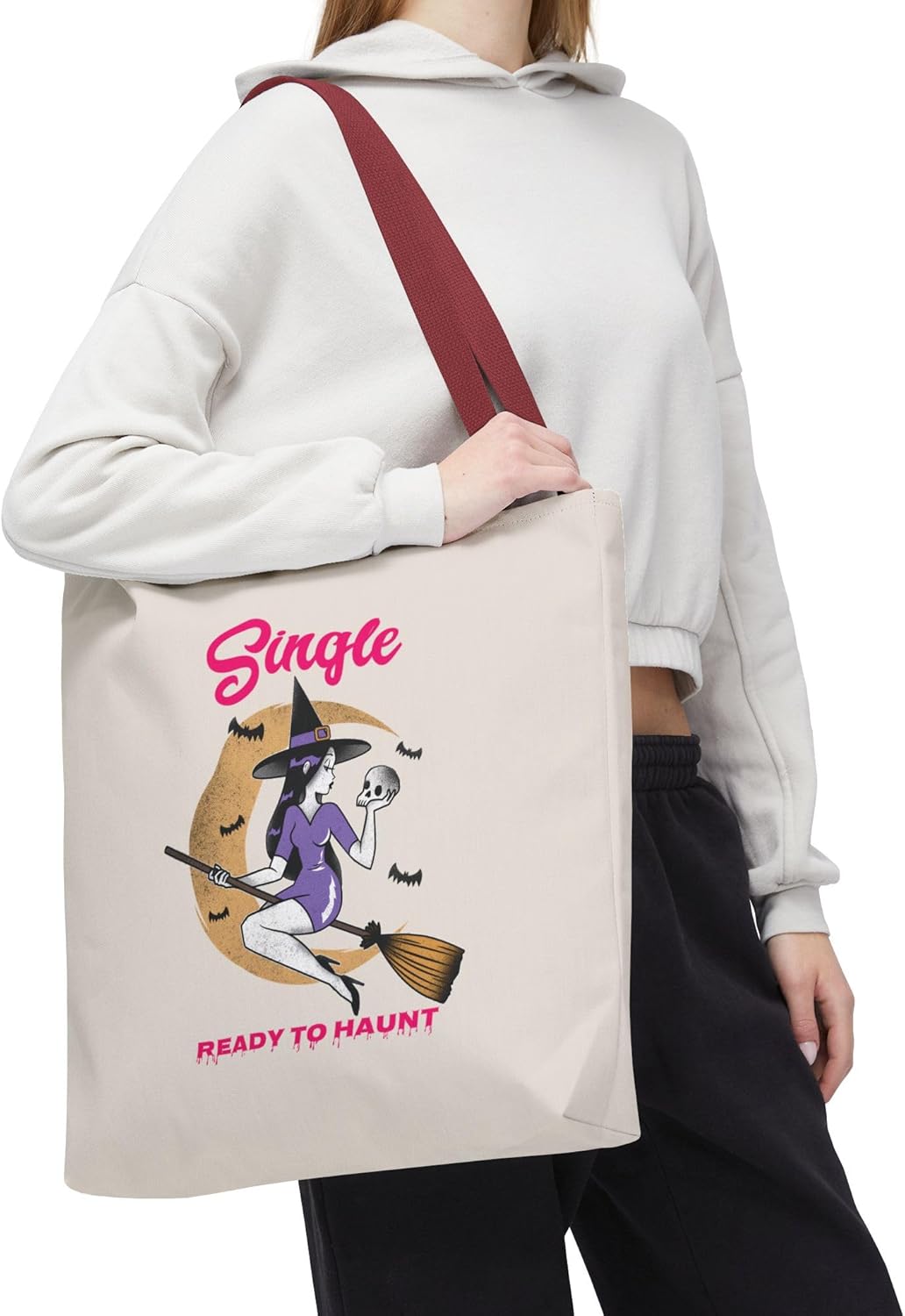 Halloween Tote Bag for Singles, Single and Ready to Haunt, Witchy Tote, Spooky Gift Bag, Fall Vibes, Breakup Gift for her