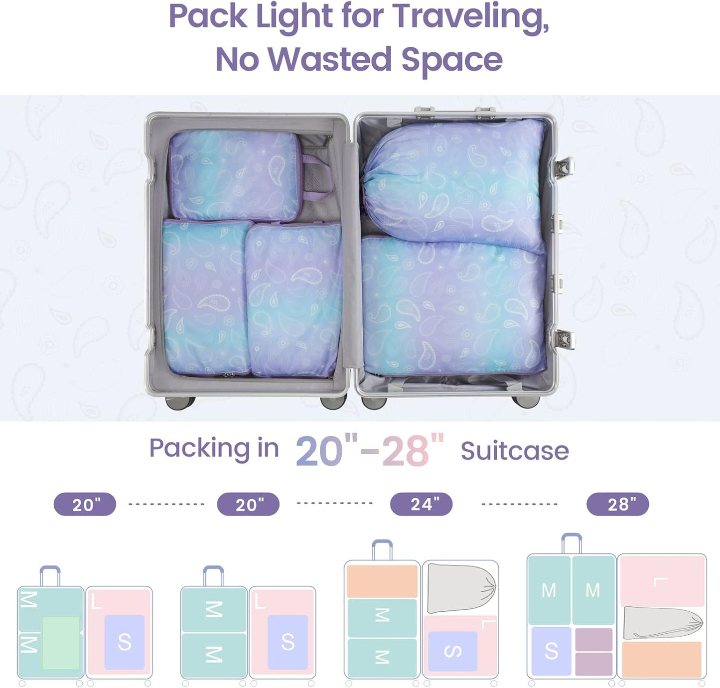 Cambond Compression Packing Cubes for Travel Women - Travel Bags Luggage Organizers Travel Essentials Compression Cubes for Travel Carry on Suitcases Organizer