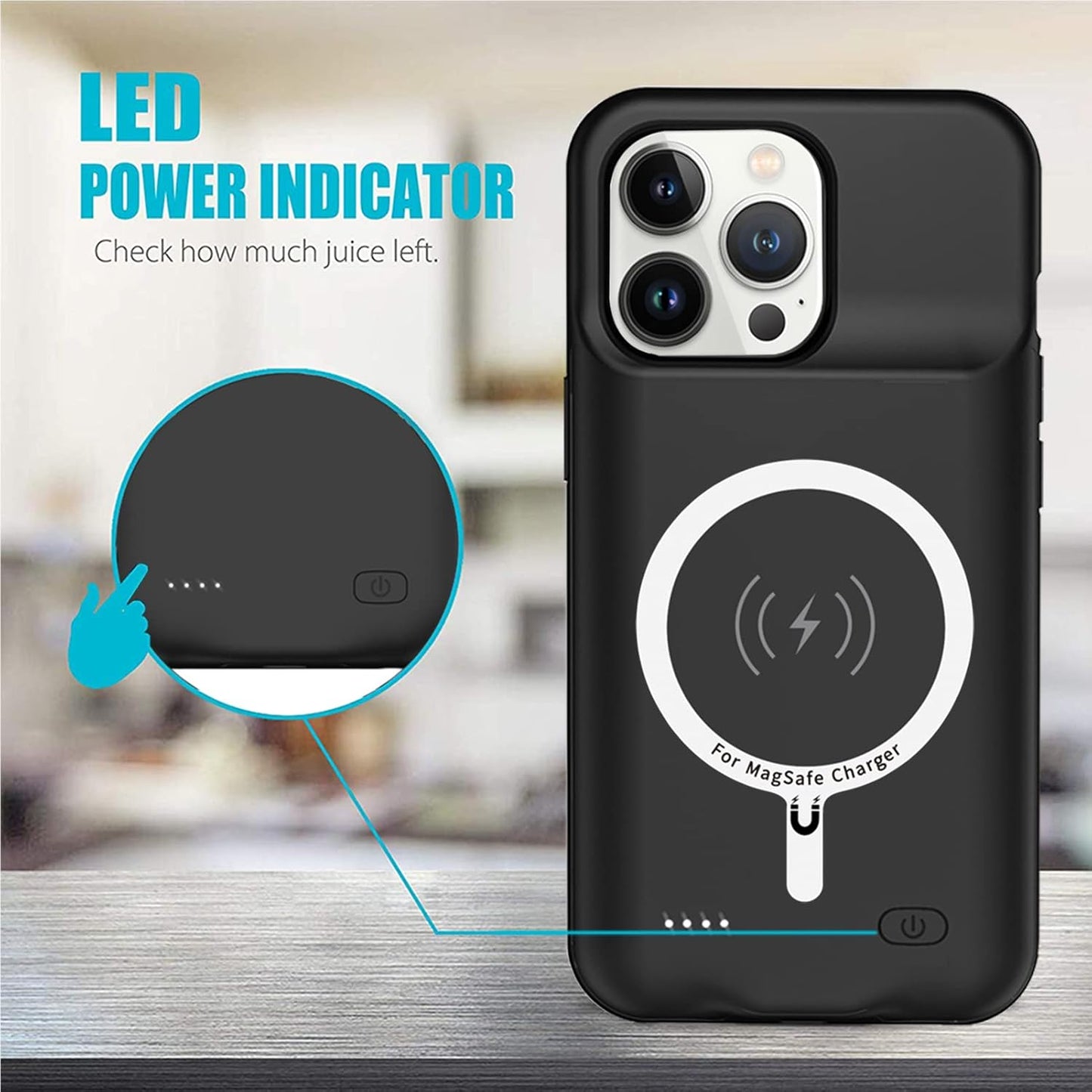 Battery Case for iPhone 13 Pro Max, Full Encircle 10800mAh High Capacity Rechargeable Portable Charger Case Extended Battery Compatible with iPhone 13 Pro Max (6.7 inch) Wireless Charging Case-Black