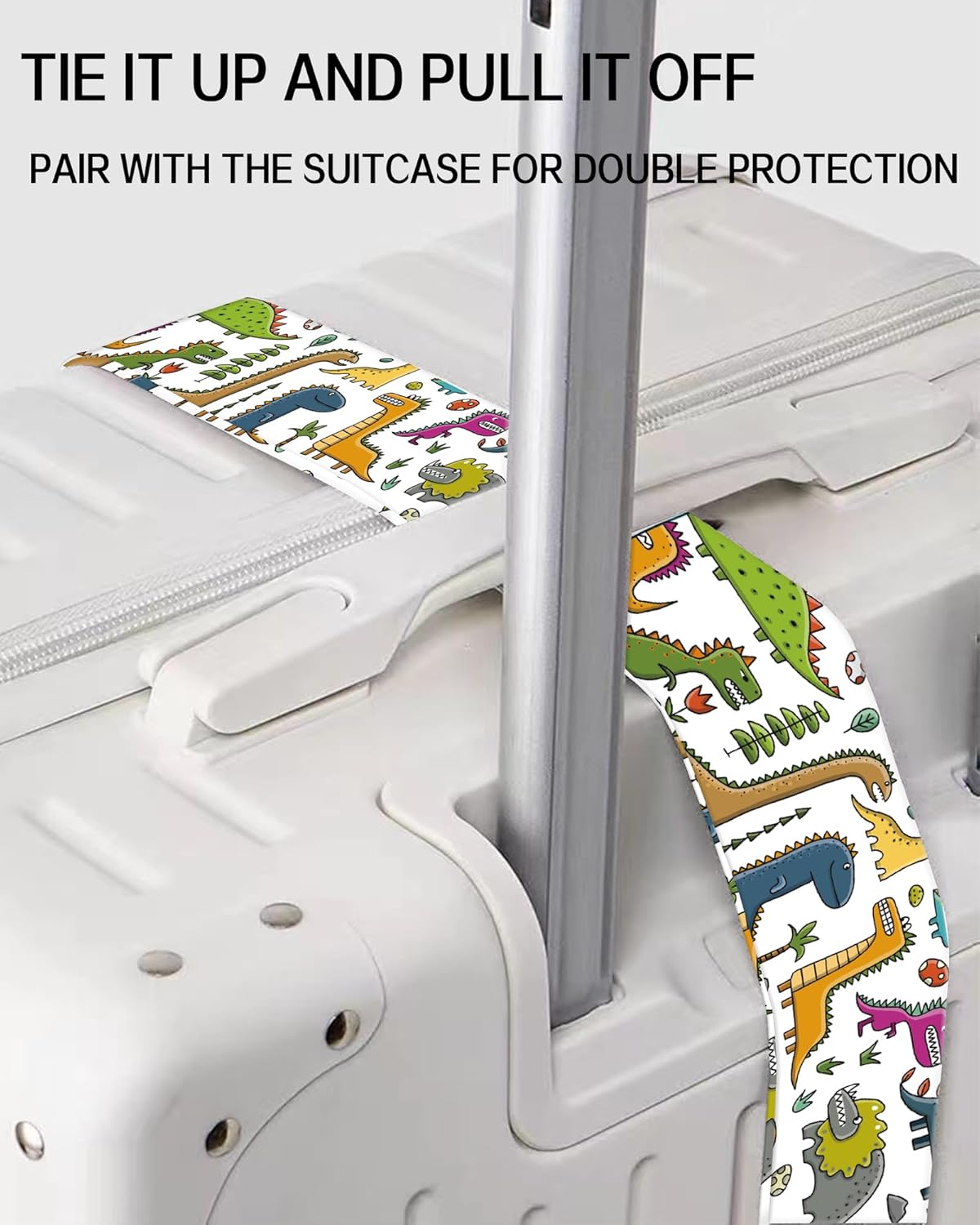Luggage Straps for Suitcases, Adjustable Travel Belt, Durable Wide Luggage Strap, Cute Suitcase Strap Identifiers with Buckle, Bag Straps for Luggage, Cute Dinosaurs