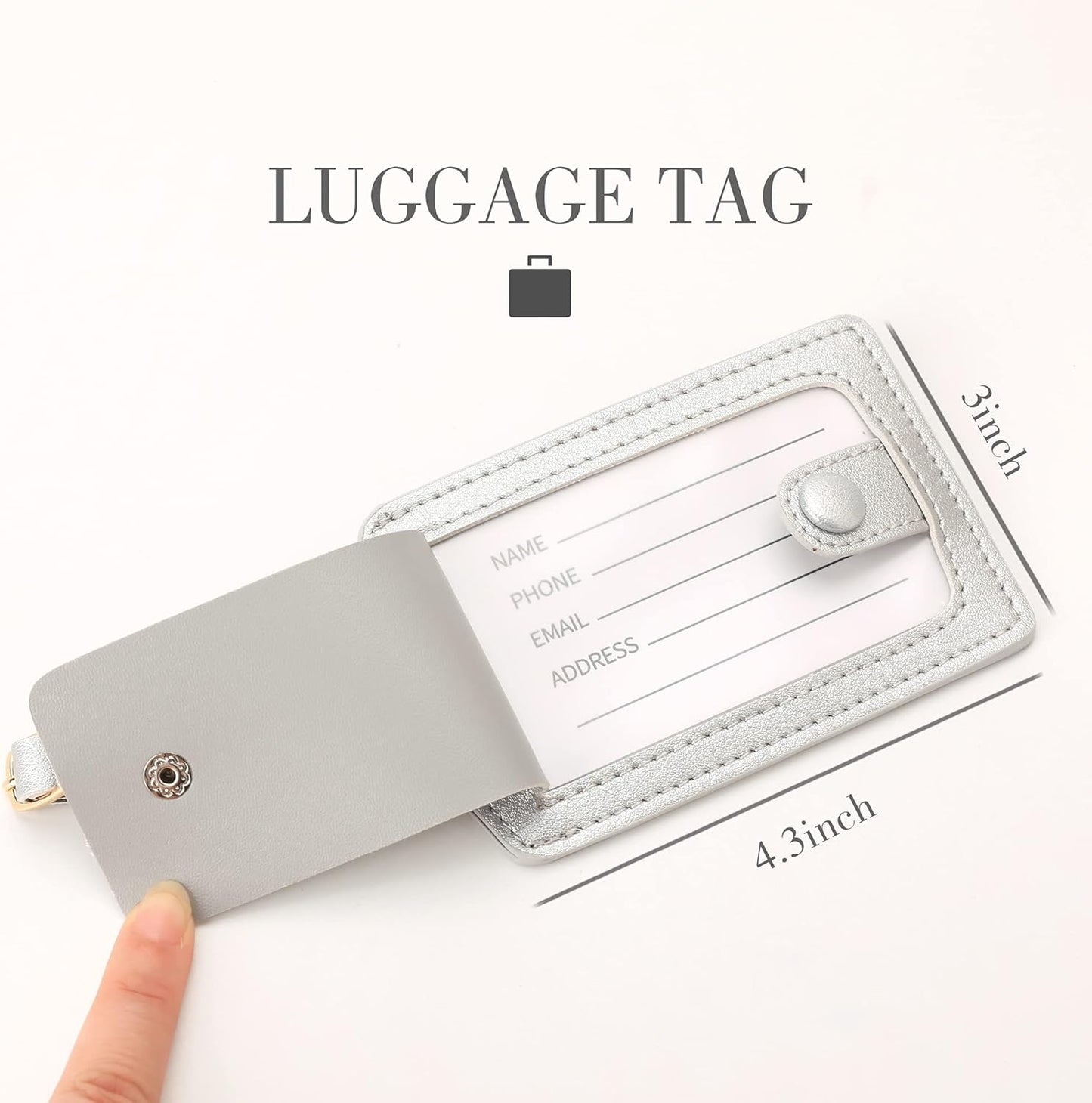 Jagucho Leather Luggage Tags for Men Women-Luggage Tags for Suitcases-Baggage Bag Tag Suitcase Labels ID Tags with Full Back Privacy Cover for Carnival Cruise Ships, Travel Tags