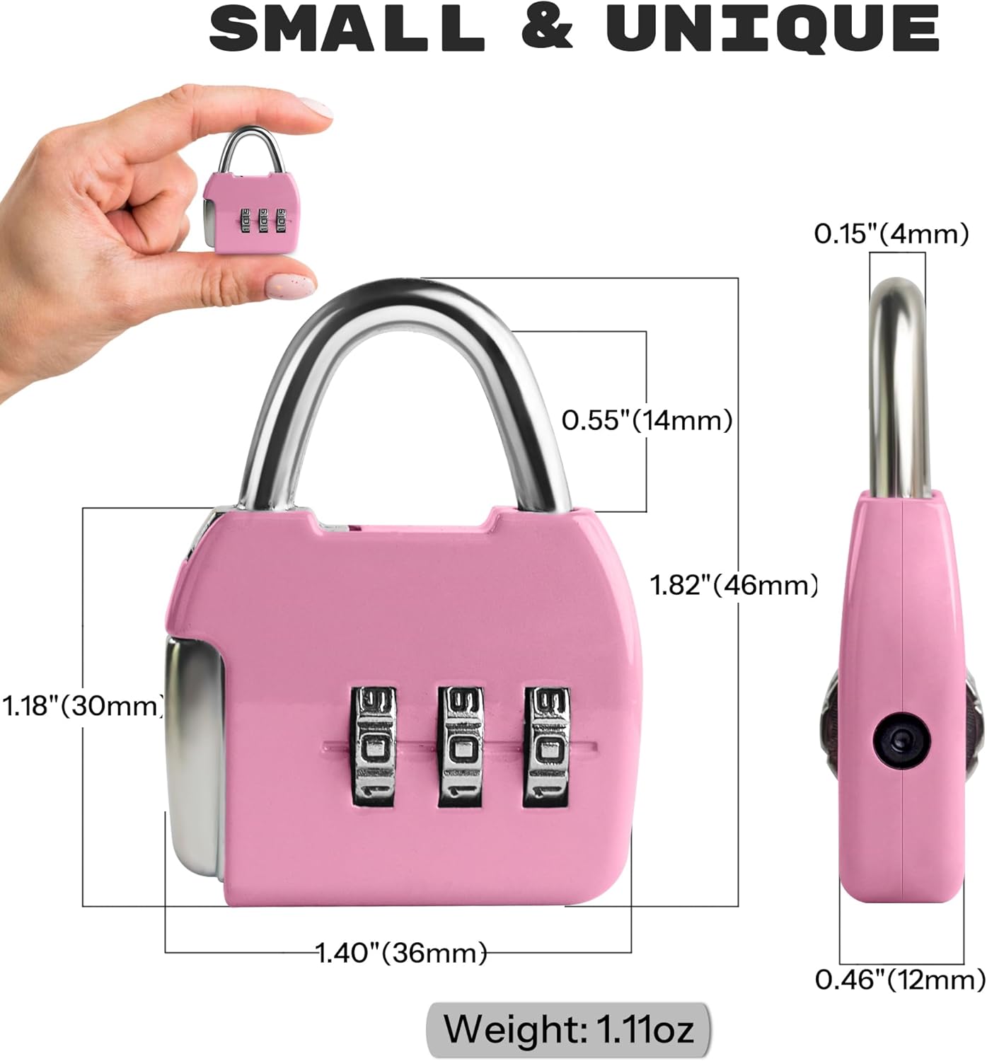 Small Combo Lock, 3 Code Combination Padlock, Travel Safe Mini Suitcase Luggage Locks, Portable