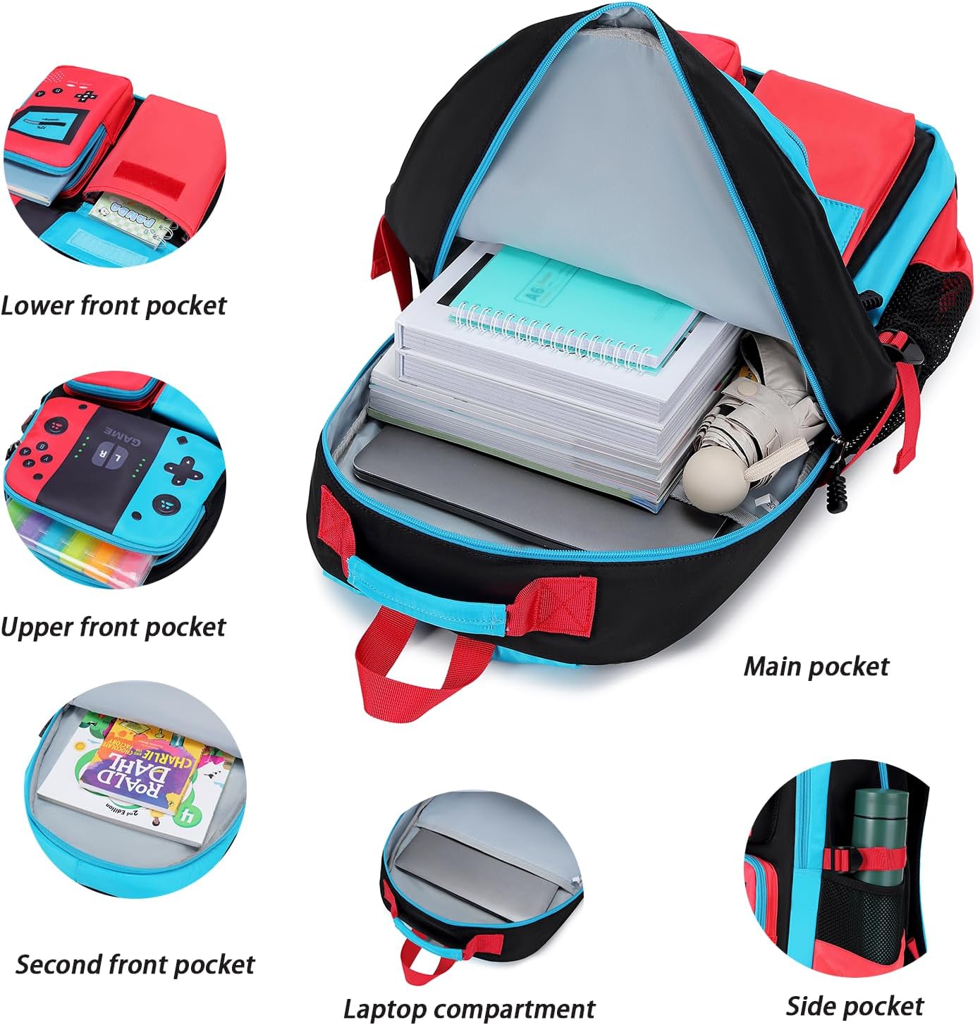 Boys Backpack Kids Bookbag Teens School Bag Luminous Game Large capacity bag