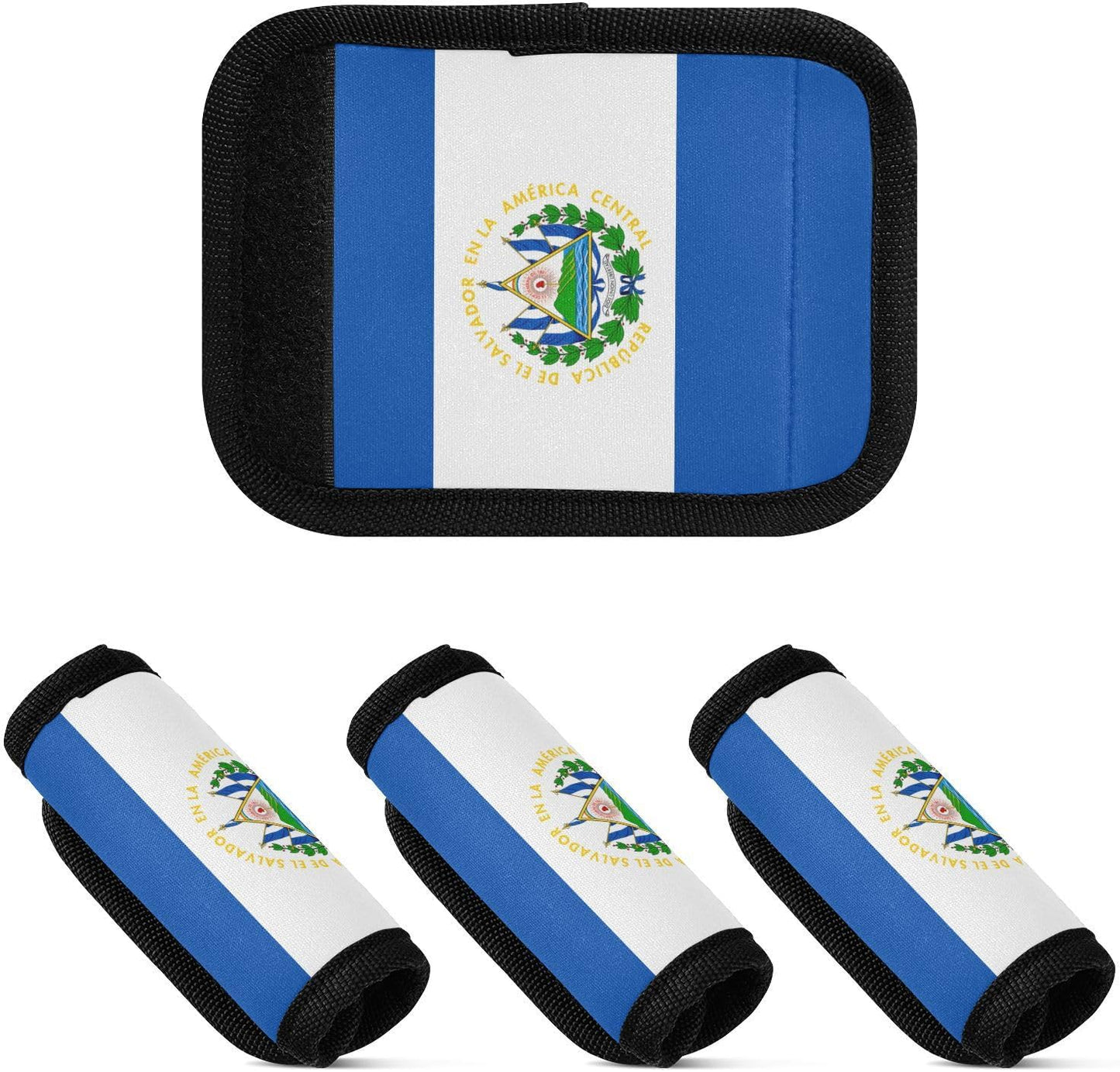 El Salvador Flag 2 Pack Luggage Handle Wrap for Suitcase Luggage Identifier Travel Tags Handle Protection Sleeve Cover