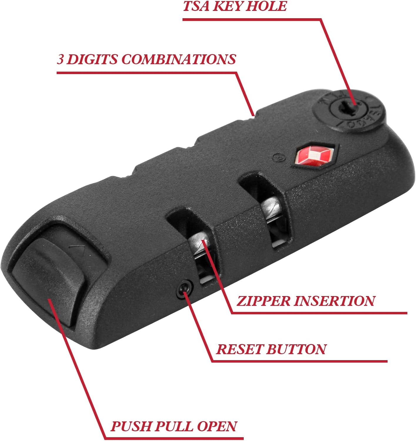 Zoofen 2 Pack Luggage Lock TSA007 Security Lock Luggage Suitcase Baggage Lock
