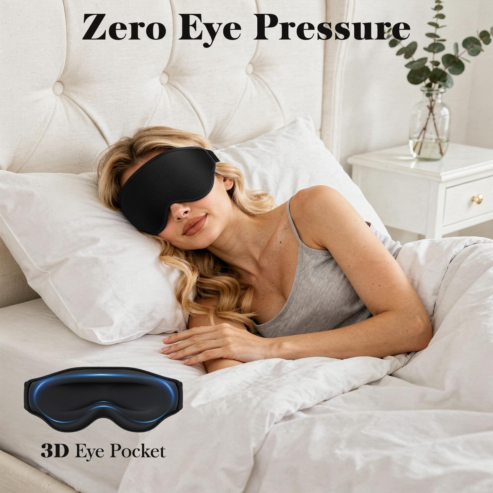 Fygrip 3D Eye Mask Sleep Mask for Men & Women, Black