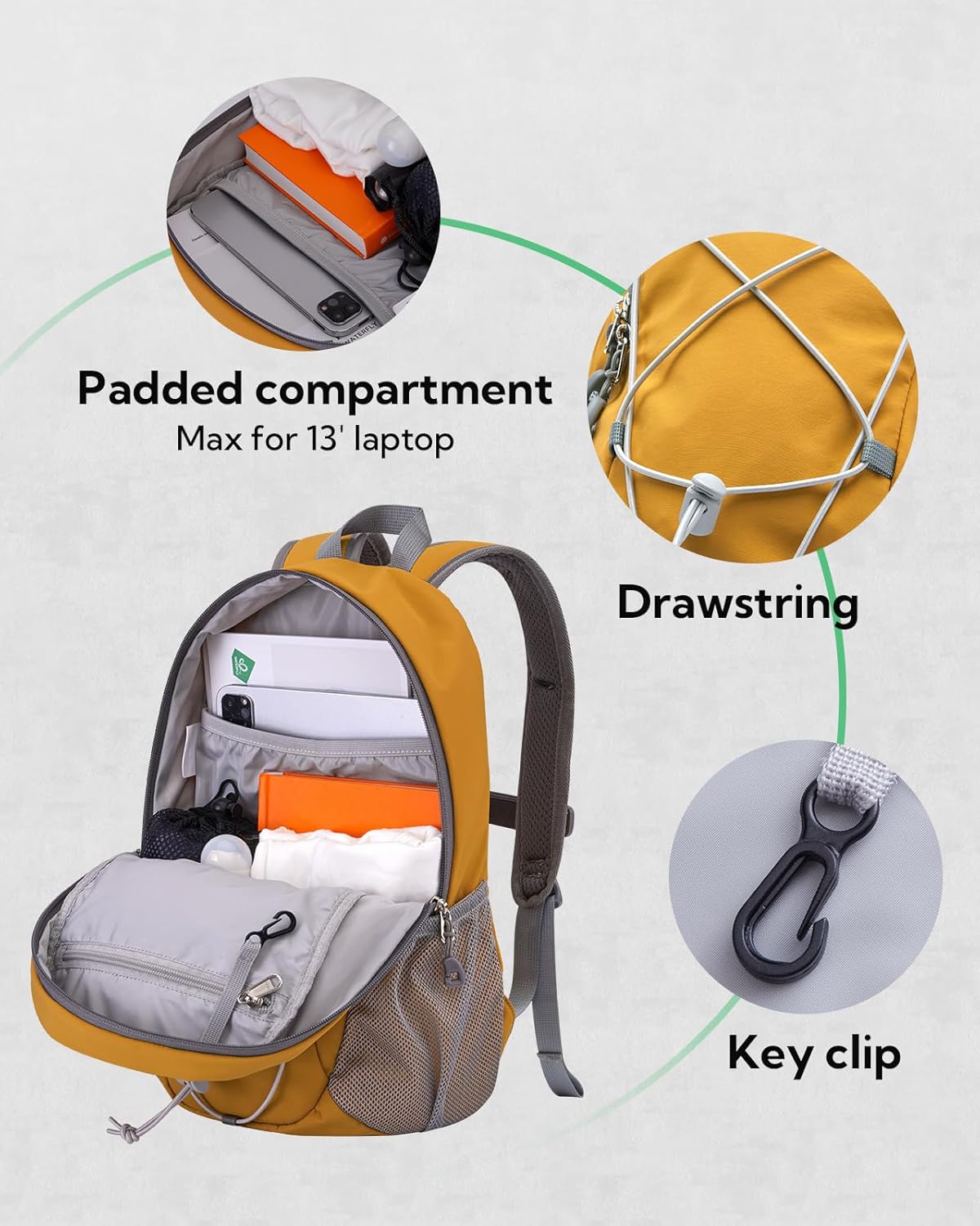 WATERFLY 12L Small Hiking Backpack: Day Pack Lightweight Travel Bag Camping Fitness Cycling Outdoor Sports Daypack For Women Men