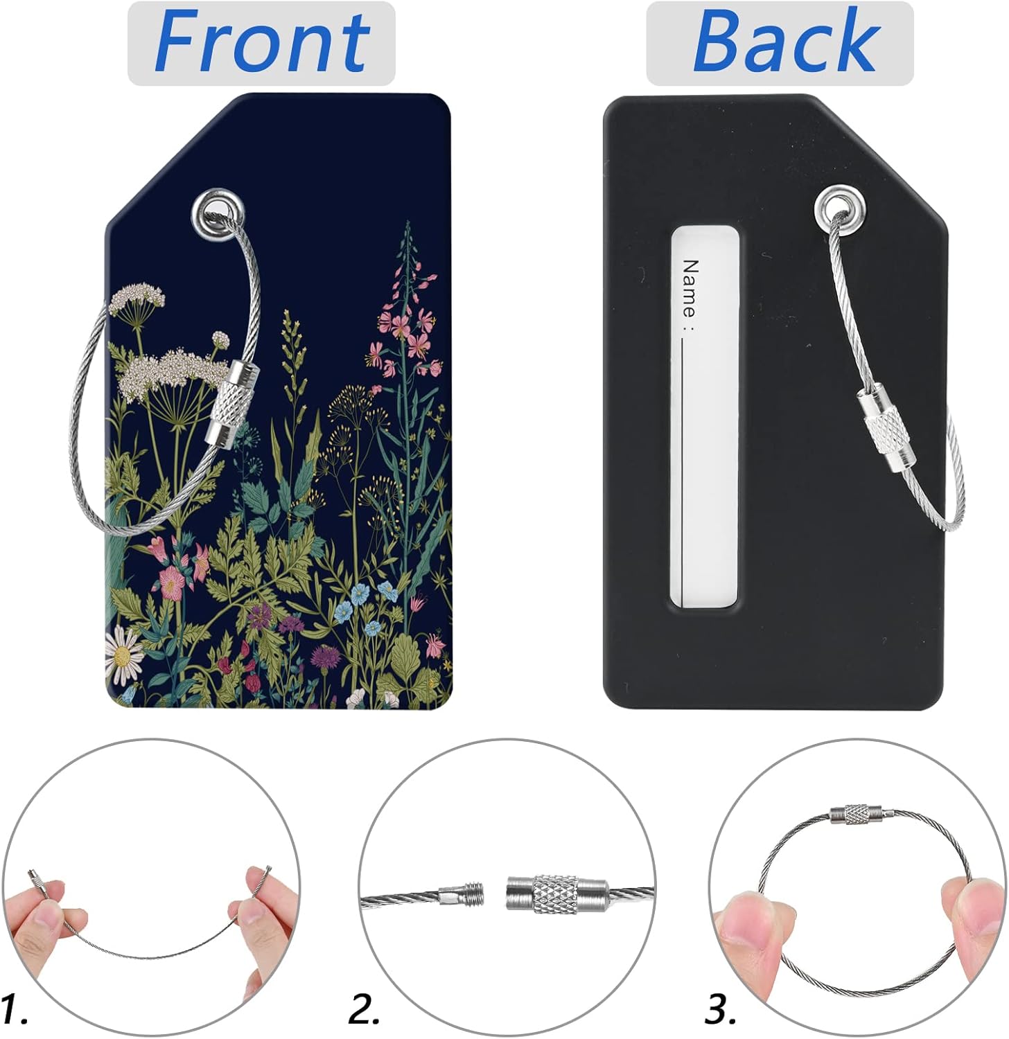 2 luggage tags, (1" smaller than traditional) perfect for quick luggage identification with
