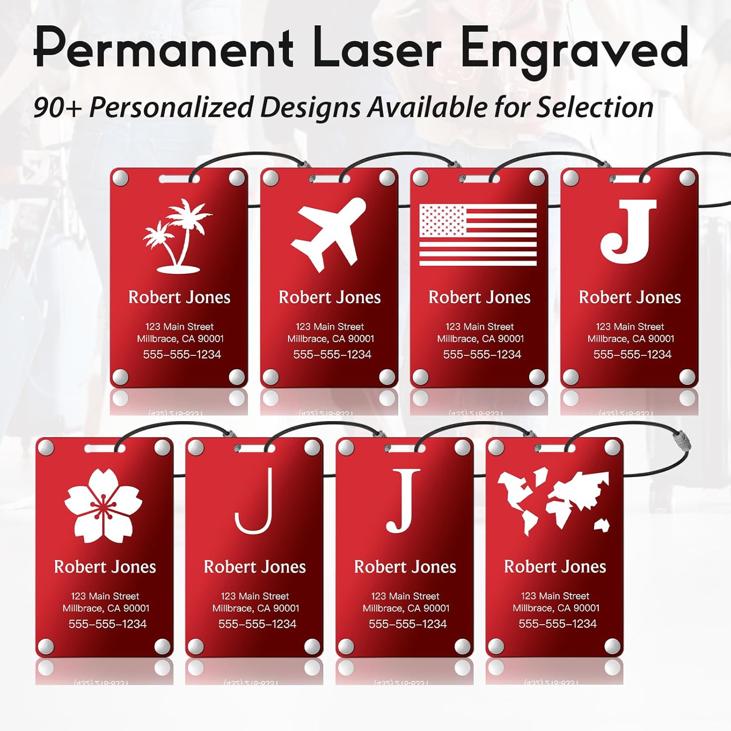Personalized Luggage Tags: Custom Metal Luggage Tags for Suitcases, Backpacks and Bags with Your