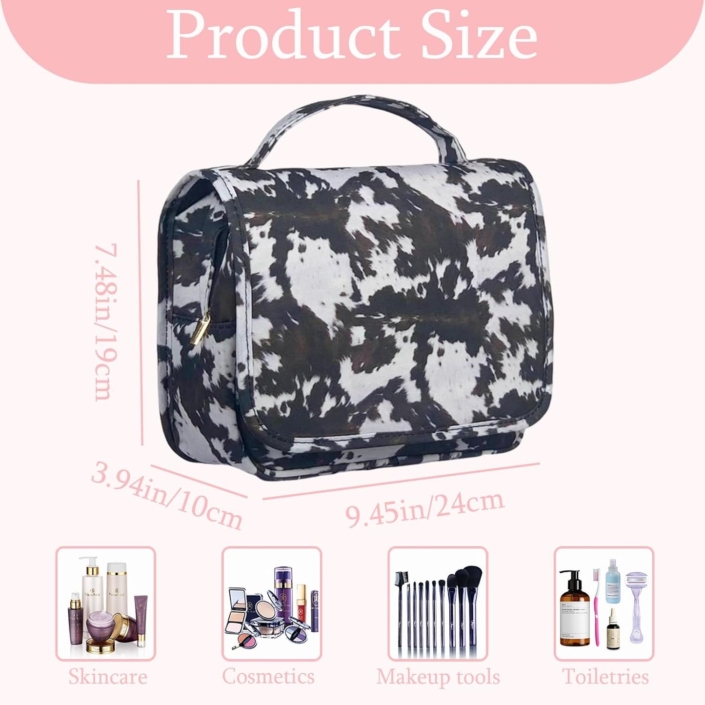 Crazy Bison Hanging Travel Toiletry Bag Kit Makeup Bag Cosmetics Organizer for Men Women (Balck