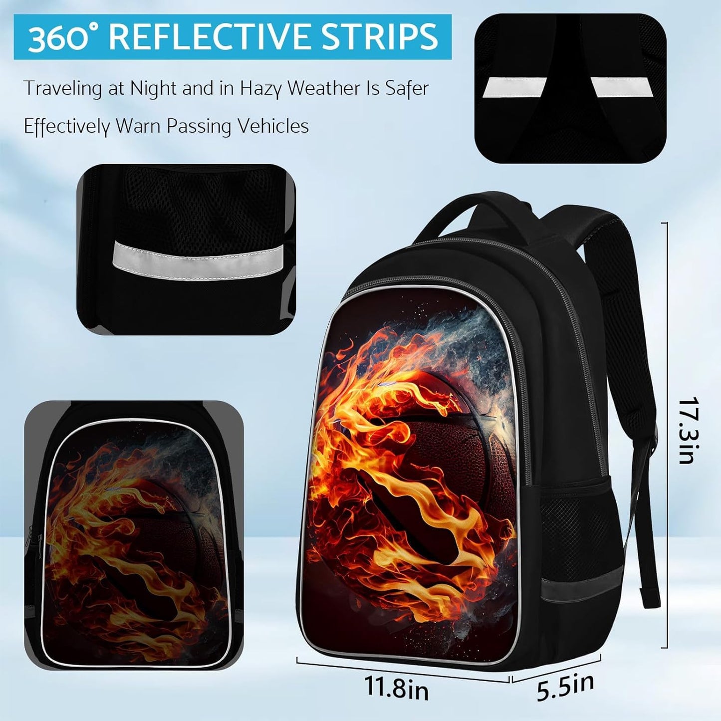 School Backpack for Boys - Basketball Boys Backpack for Kids Children Teens Elementary Middle School - Students Bag for Ages 6-18,17″Bookbag Multifunctional Large Capacity