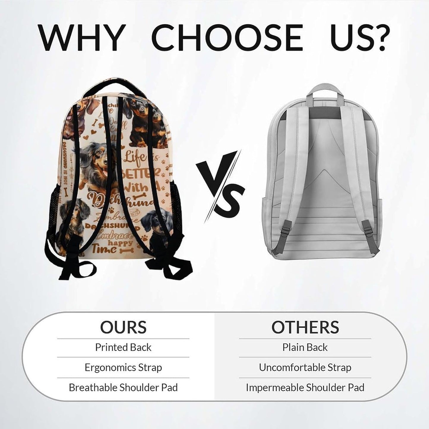 Mercuryelf Kid Backpack for School - Cute Dog Bookbag for Boys Girls - 17 Inch Dachshund School Backpack for Primary Middle College