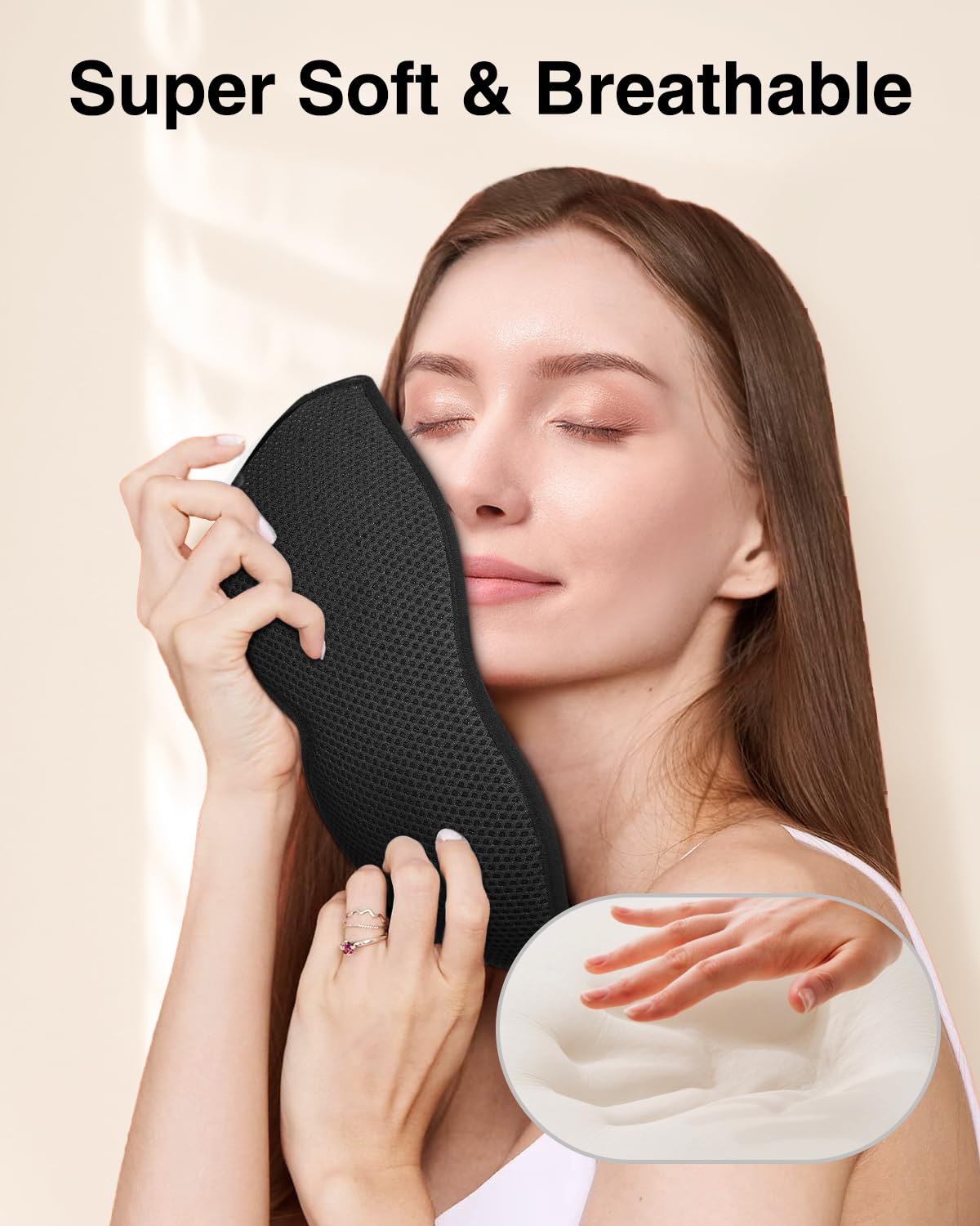 MABAO Sleep Mask for Side Sleeper, Eye Mask for Sleeping Women Men, Black