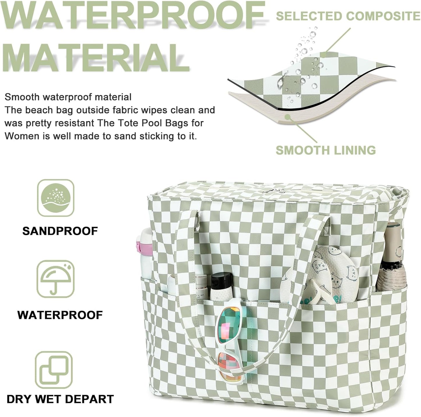 Bluboon Waterproof Beach Tote Pool Bags for Women Ladies Extra Large Carry On Bag With Wet Compartment for Weekender Travel
