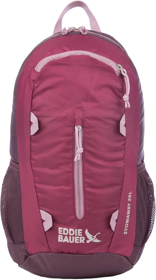 Eddie Bauer Stowaway Packable Backpack | Travel | Outdoor | Lightweight | Foldable | Durable | Ripstop Polyester | 20L - Port Red