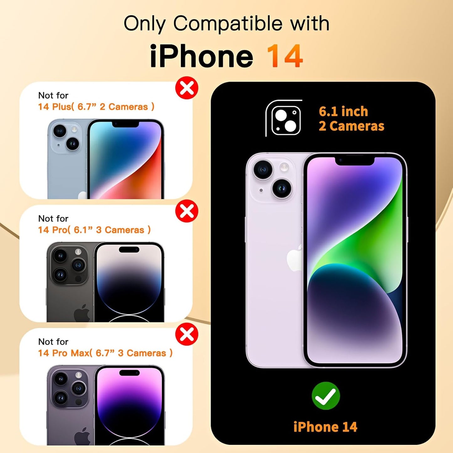 COOLQO for iPhone 14 Case 6.1'' Upgraded 360° Spin Magnetic Stand [Compatible with Magsafe][Military Grade Drop Protection] Shockproof Protective Phone Holder Cover for iPhone 14, Blue Gold