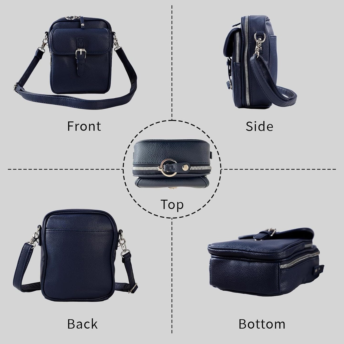 Leather Crossbody Bag for Women,Anti-Theft Messenger Bag with Large Capacity,Built-in Purse Card Slots Shoulder Sling Bag