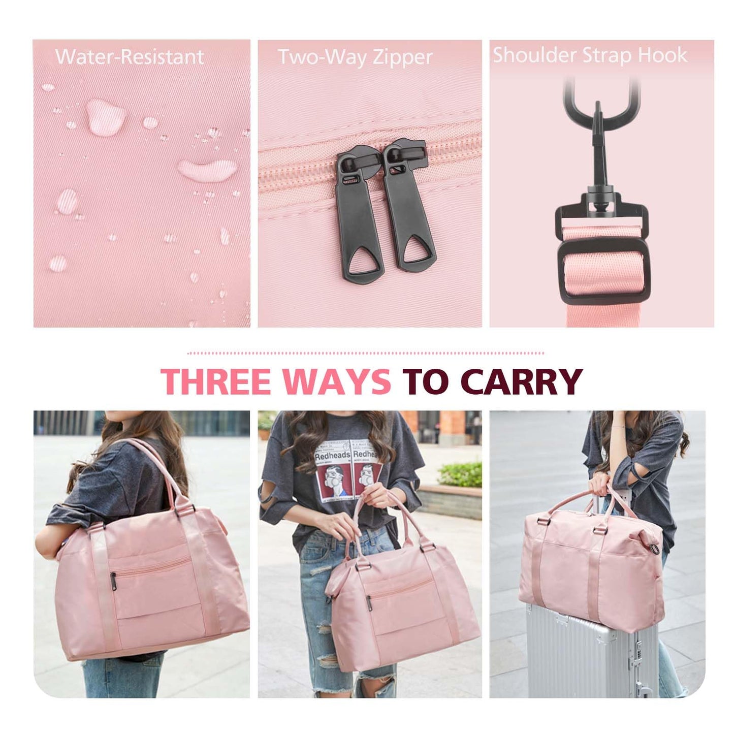 TOPBAG Travel Duffle Bag, Waterproof Weekender Carry On Tote Bags for Women, Sport Gym Bag for Men