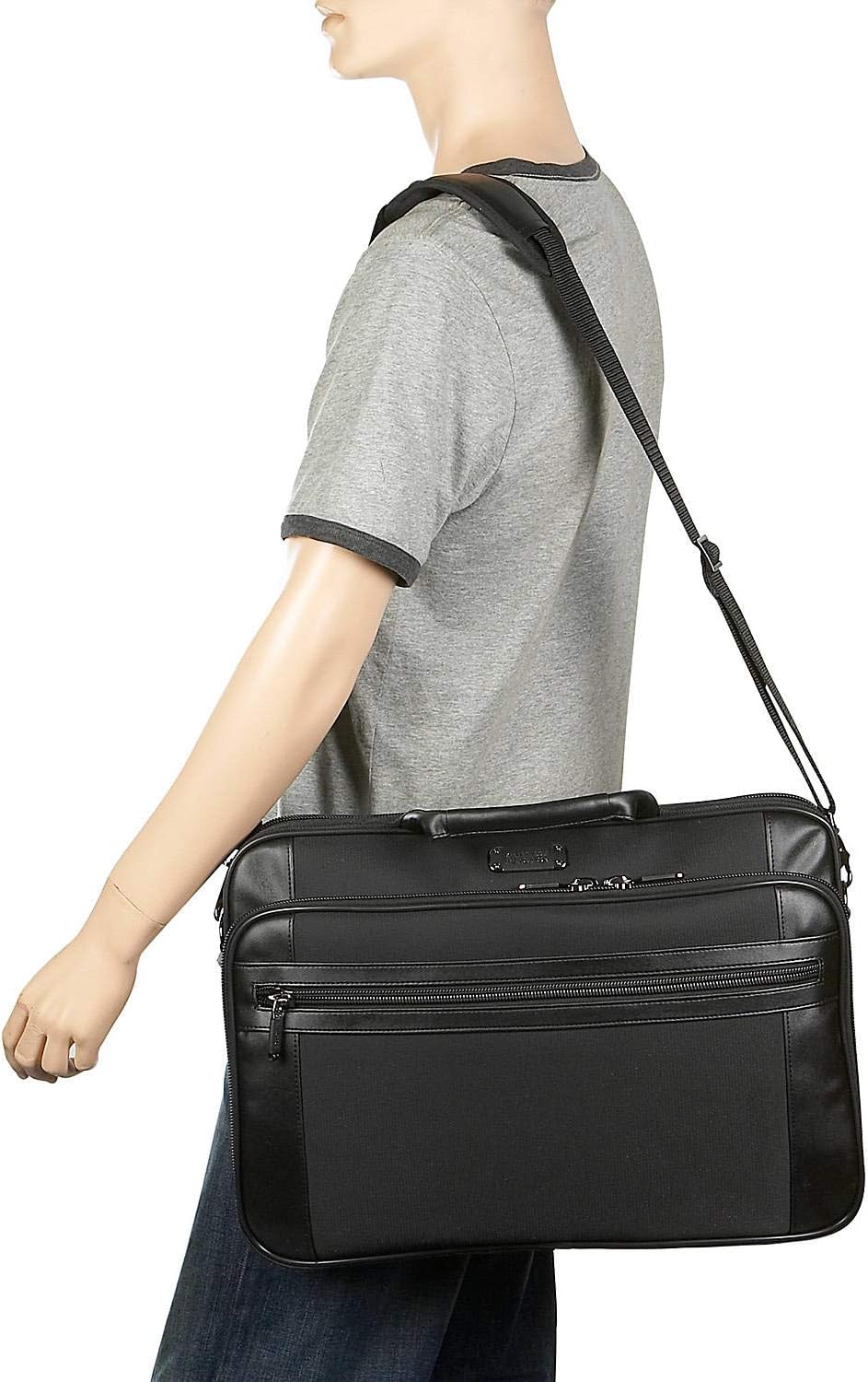 Kenneth Cole Reaction Urban Traveler Slim 18.4" Laptop Sleeve Top Zip Computer Portfolio Bag, Black