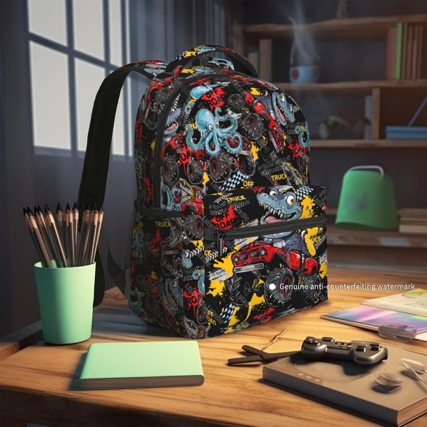 Kids School Truck Backpack Boys Dinosaur Truck Cars School Bag for Toddler Boys Preschool Kindergarten Bookbag