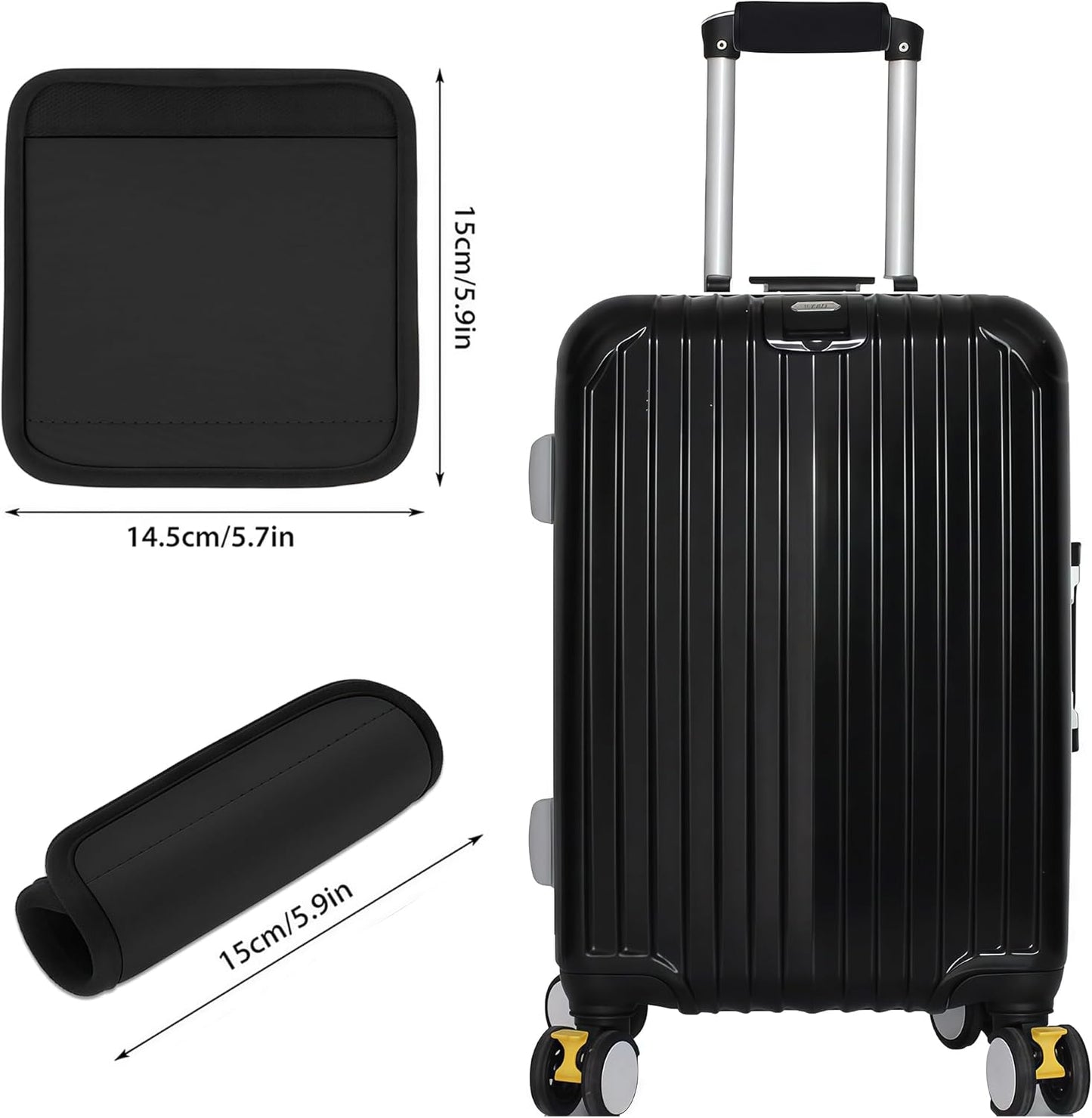 Luggage Handle Wrap 5 Pack, Luggage Tags |Handle Wraps|Handle Covers for Suitcase/Beach Bag/Backpacks, Bright Suitcase Identifiers Travel Accessories for Airplane (Black x 5)